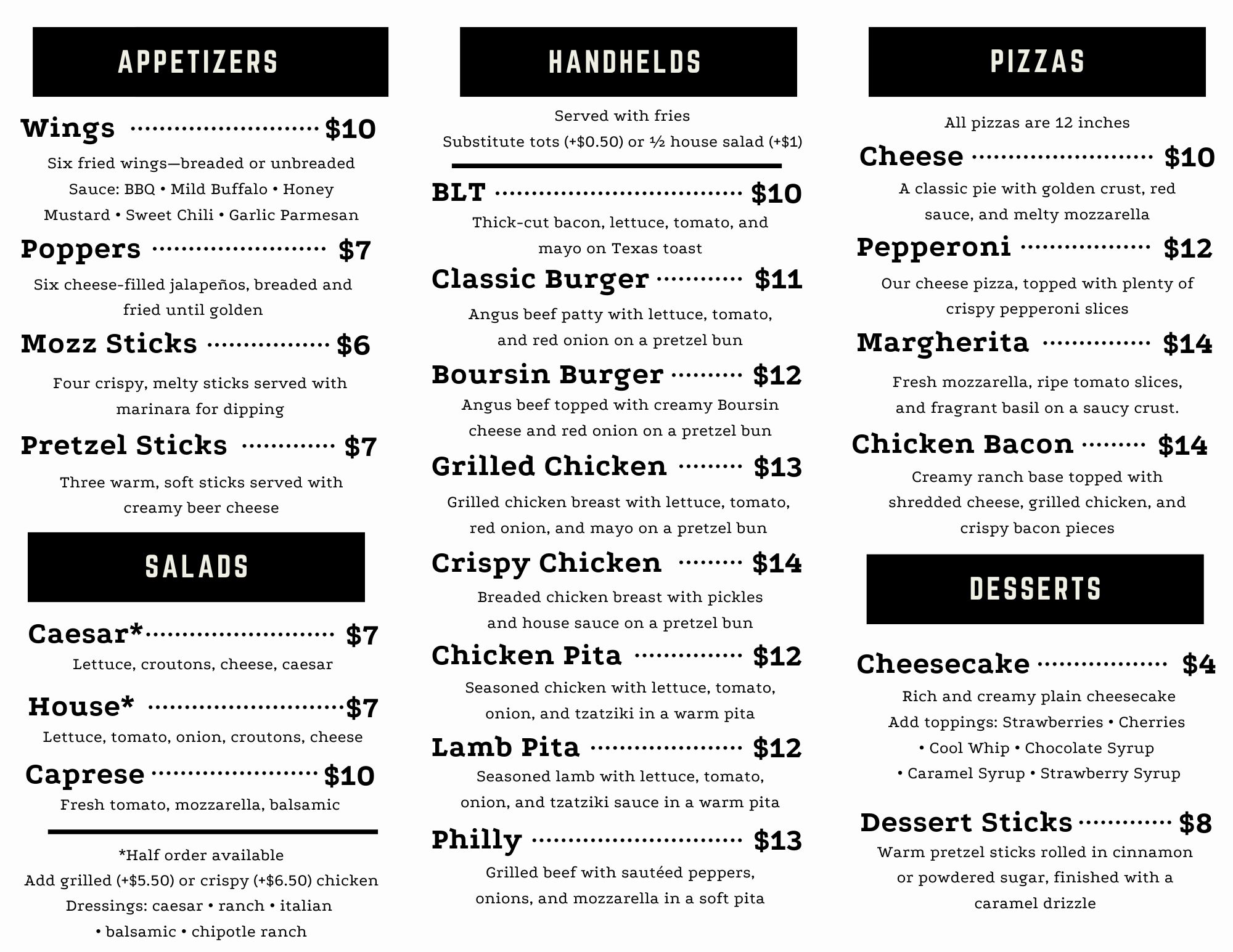 Regal Beagle Menu