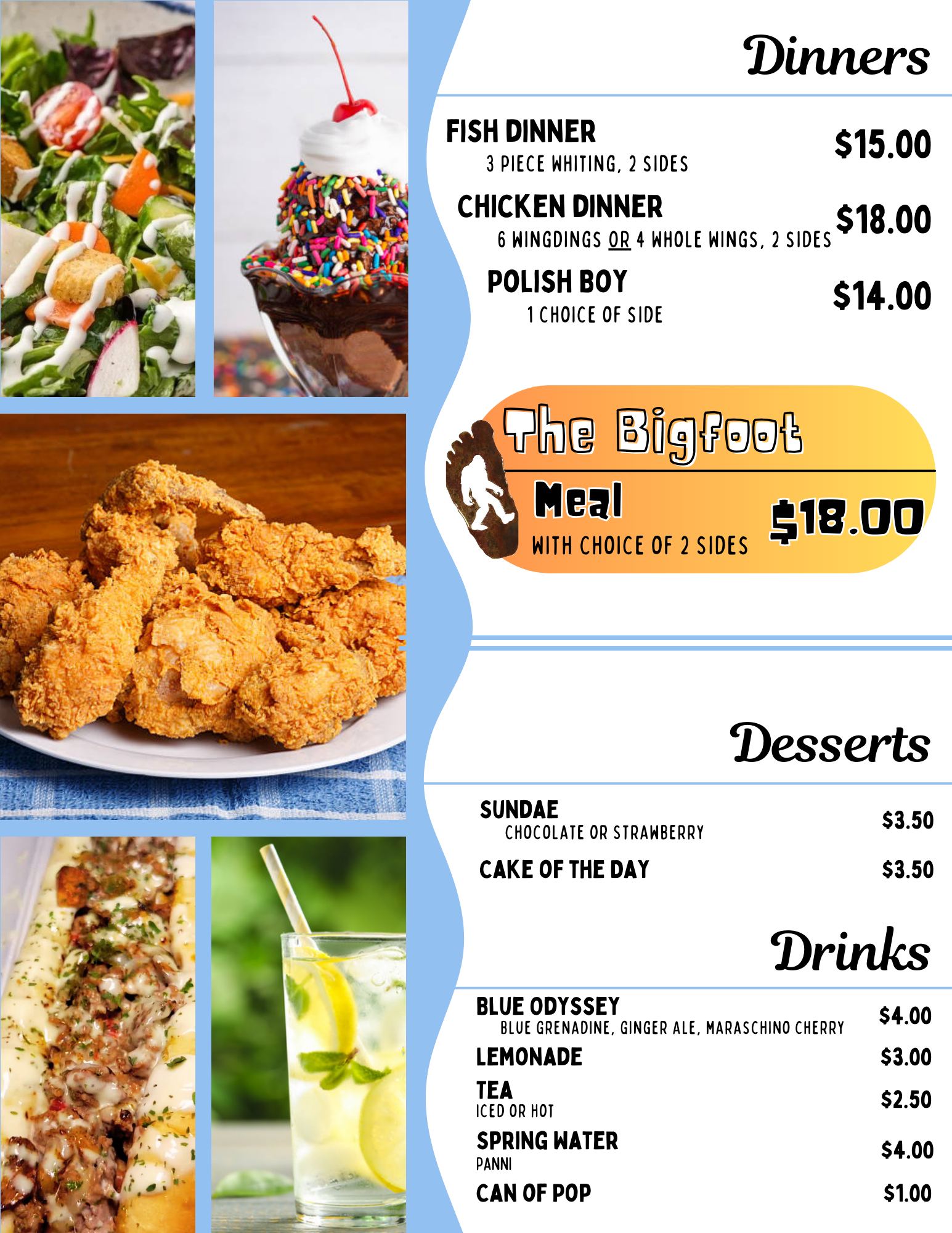 The Blue Odyssey Menu