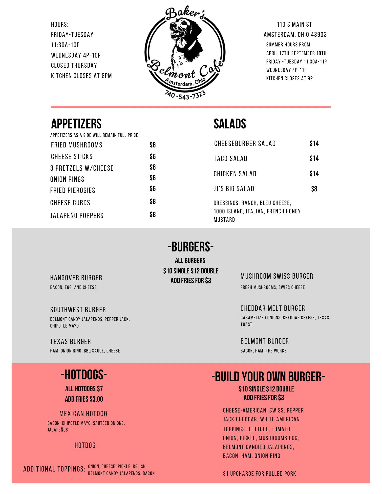 Belmont Cafe Menu