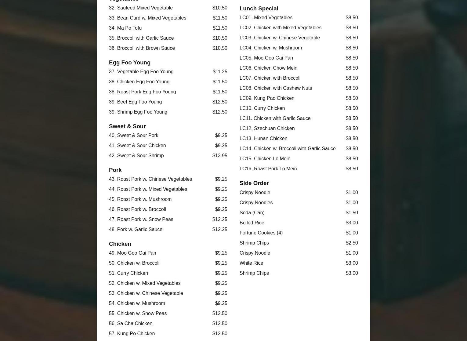 china king 1 Menu