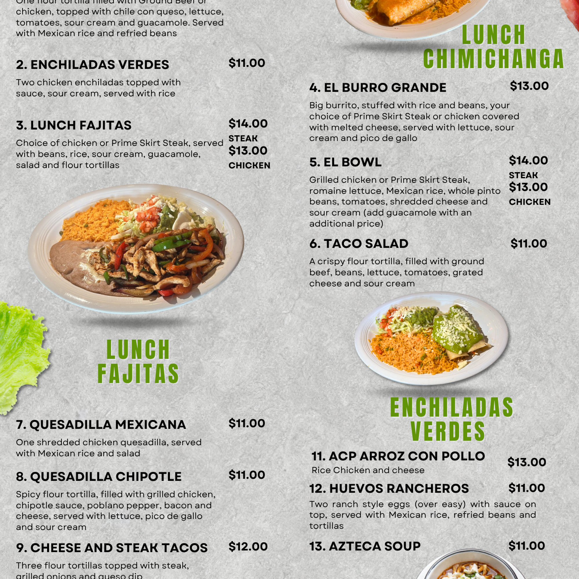 Las Margaritas Avon Menu