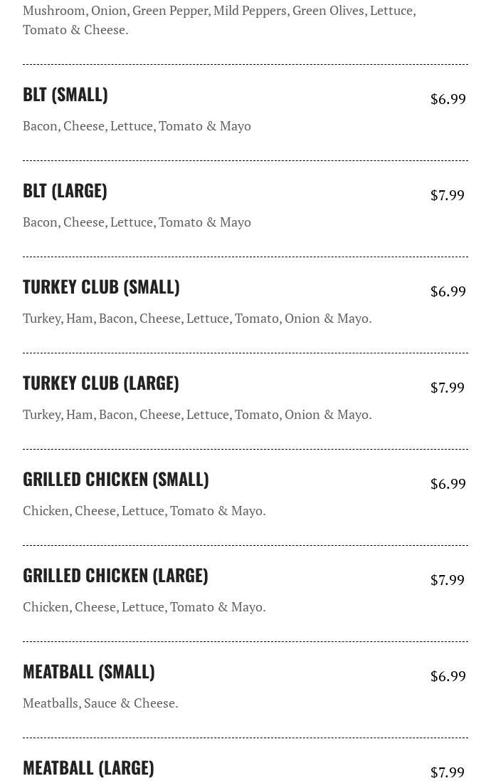 Creno's Pizza Baltimore Menu