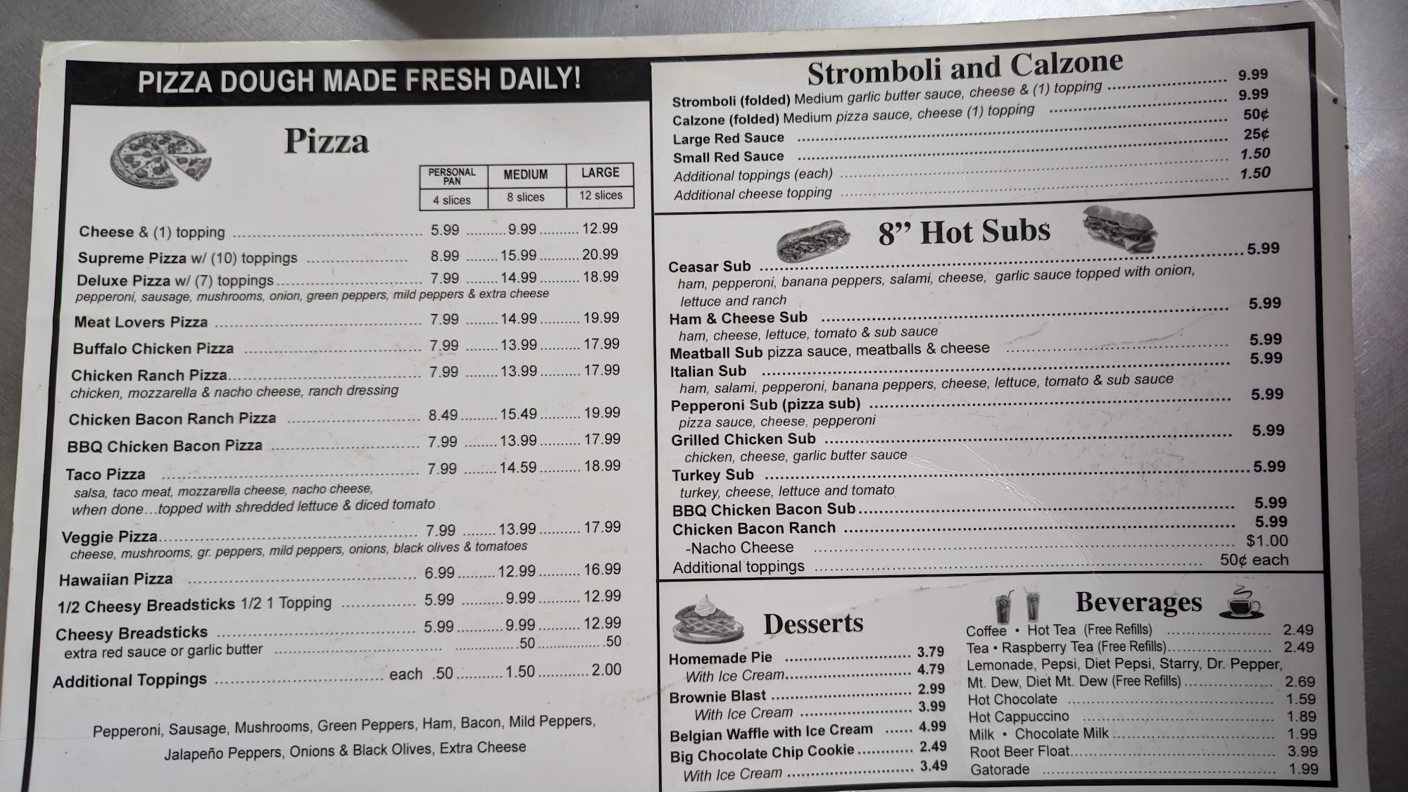 Beallsville Diner LLC Menu
