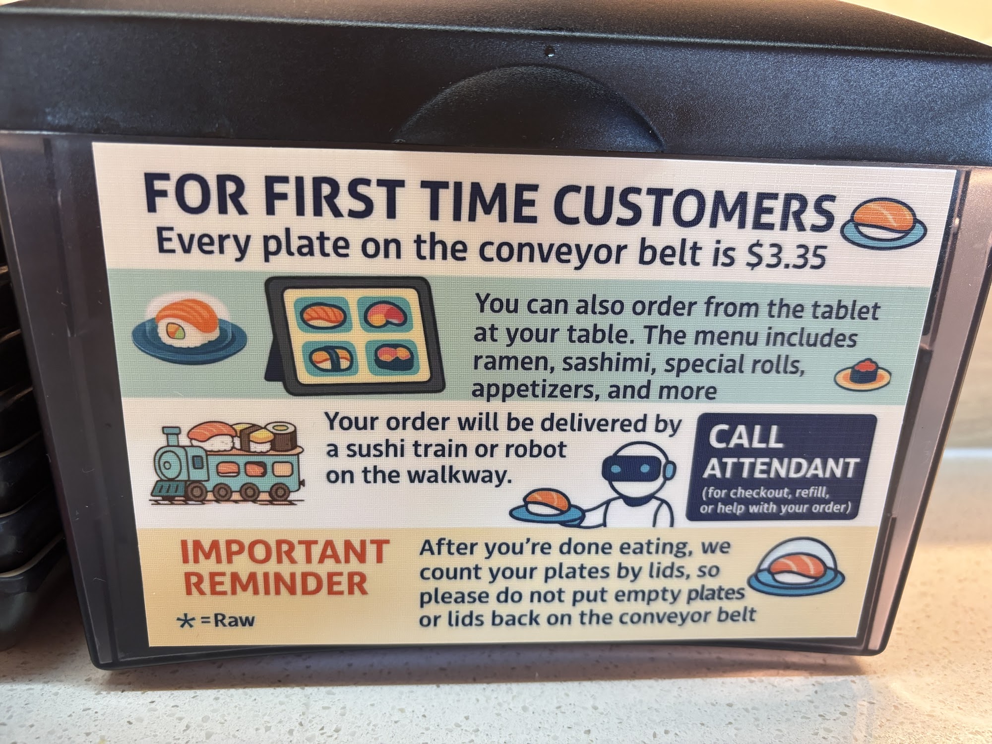 Kawa Revolving Sushi Menu