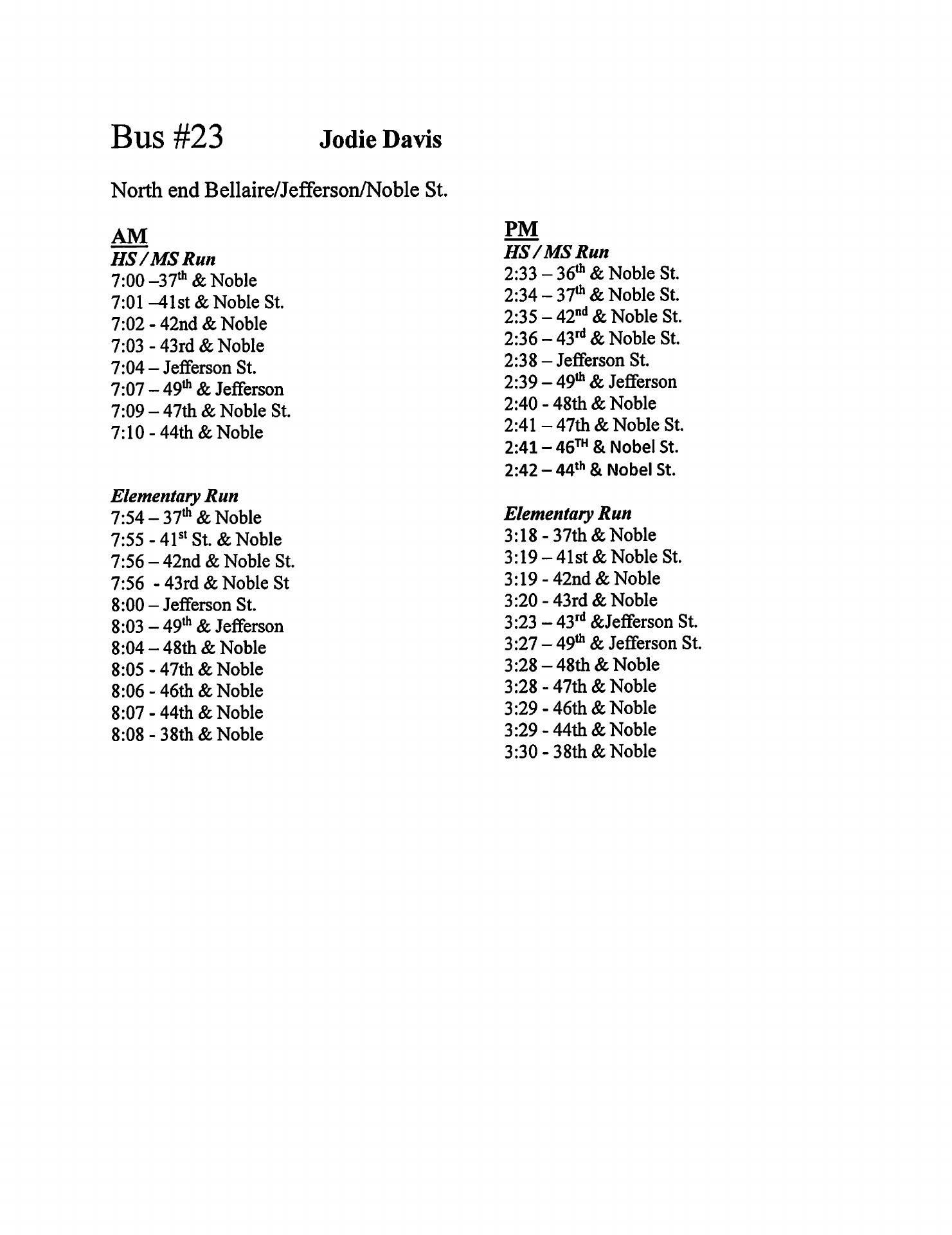 Bellaire High School Menu
