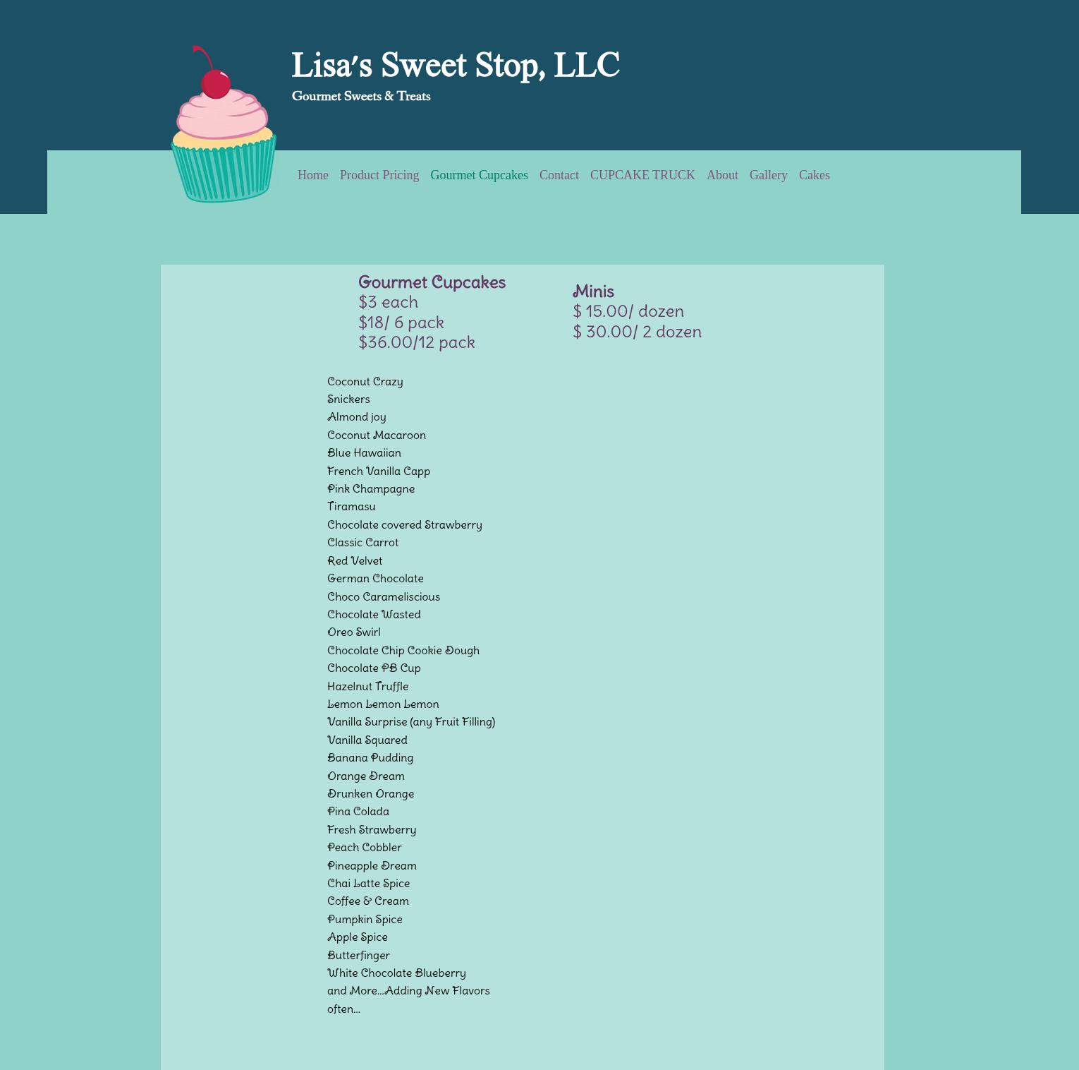 Lisa's Sweet Stop LLC Menu