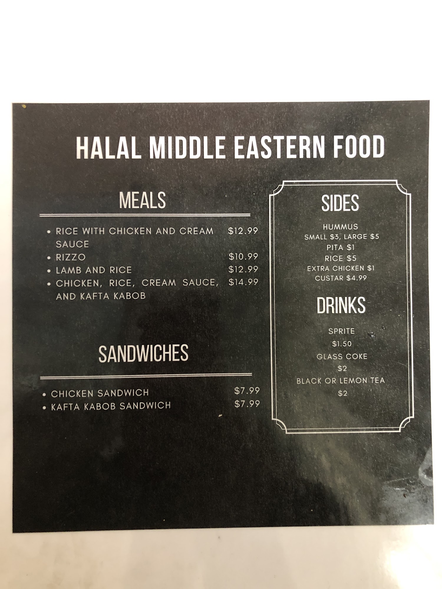 Quality food & Grill Menu