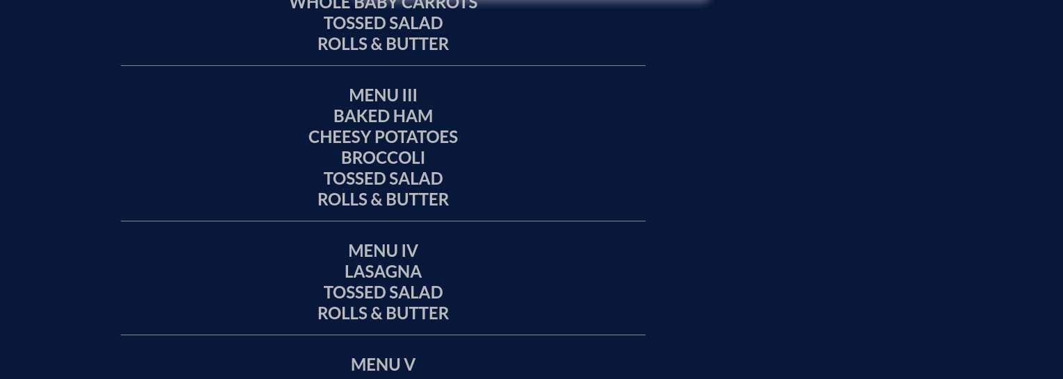 Diamond Event Center & Catering Menu