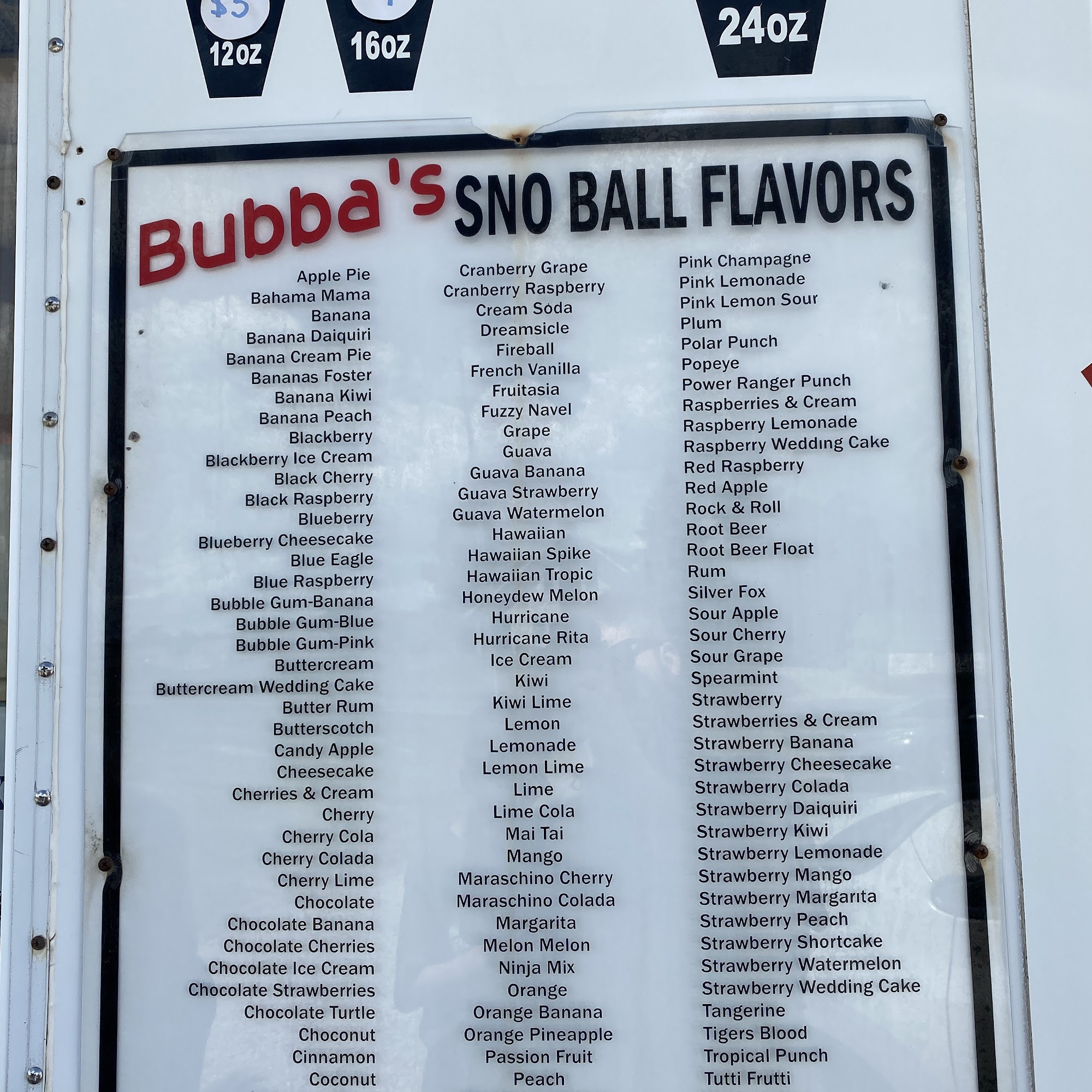 Bubba’s Lithopolis Menu