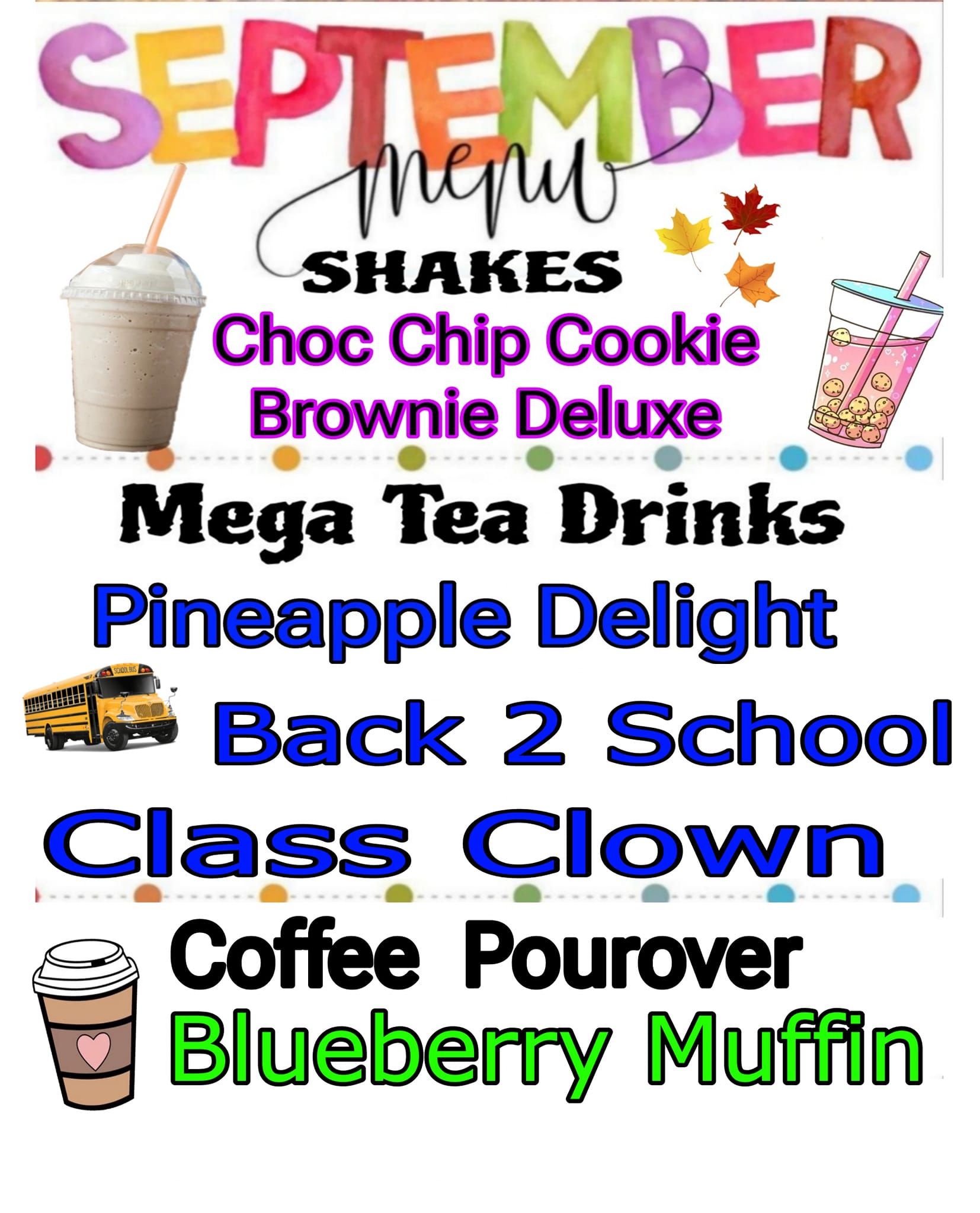 Cold Creek Nutrition Menu