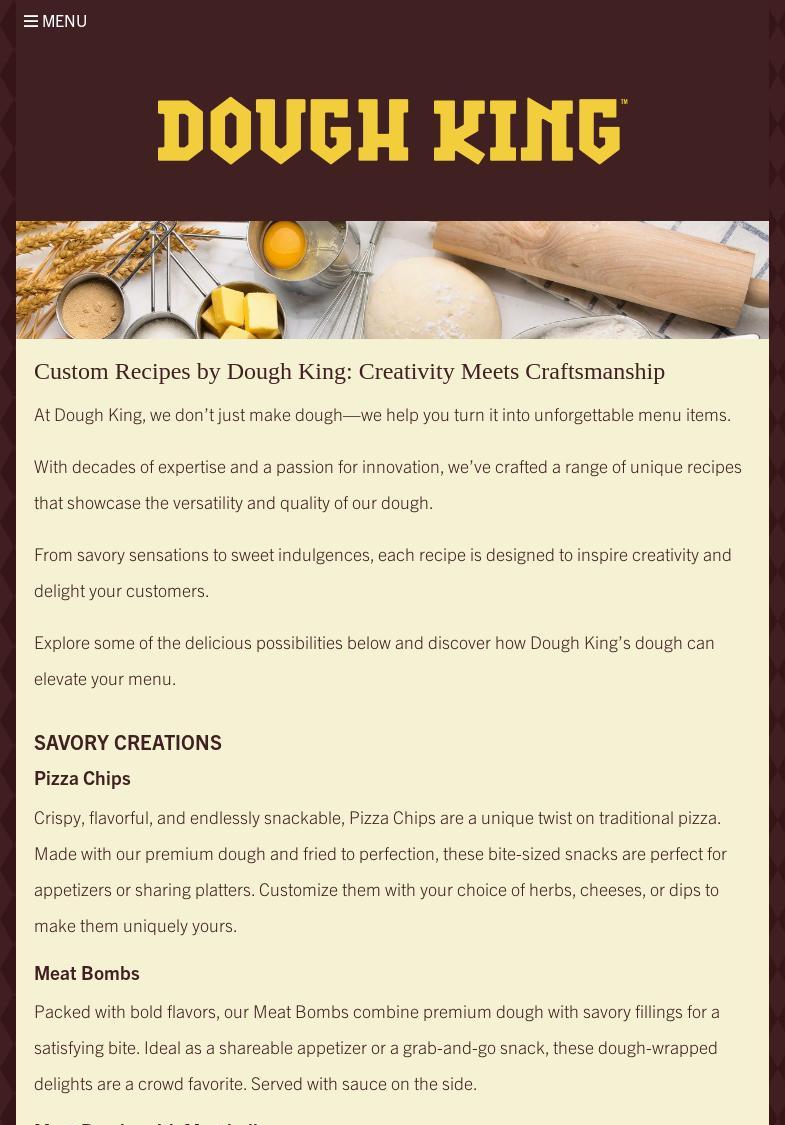 Dough King Menu