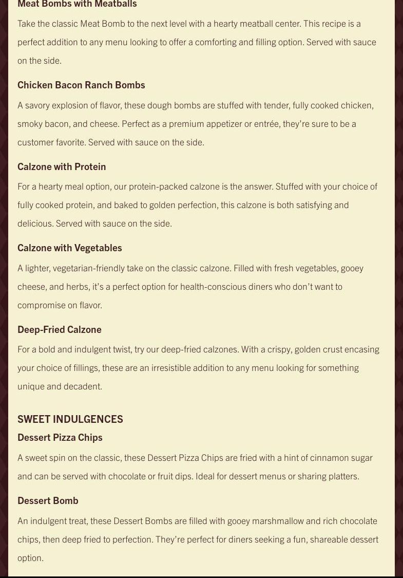 Dough King Menu