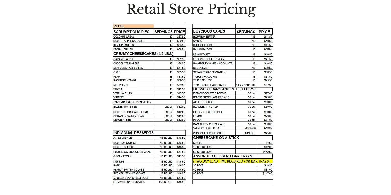 Libby’s Gourmet Desserts Menu