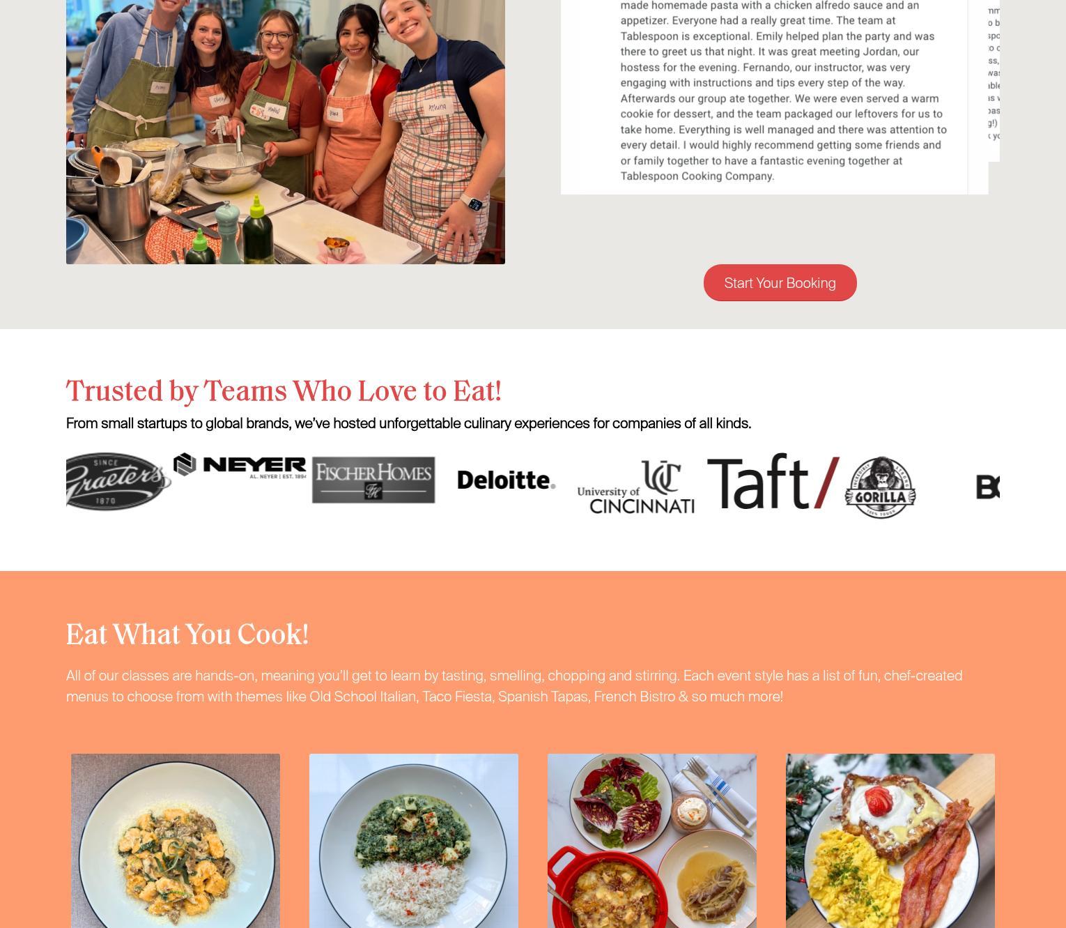 Tablespoon Cooking Co. Menu