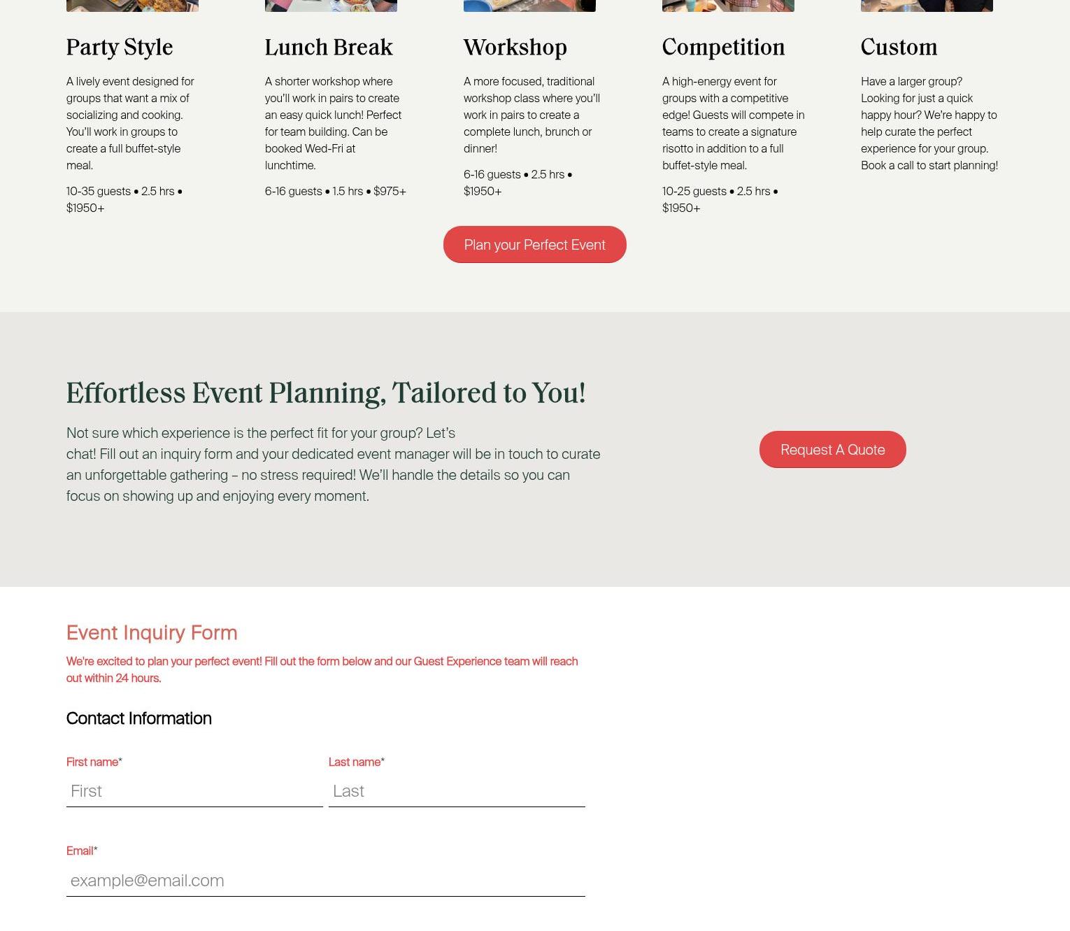 Tablespoon Cooking Co. Menu