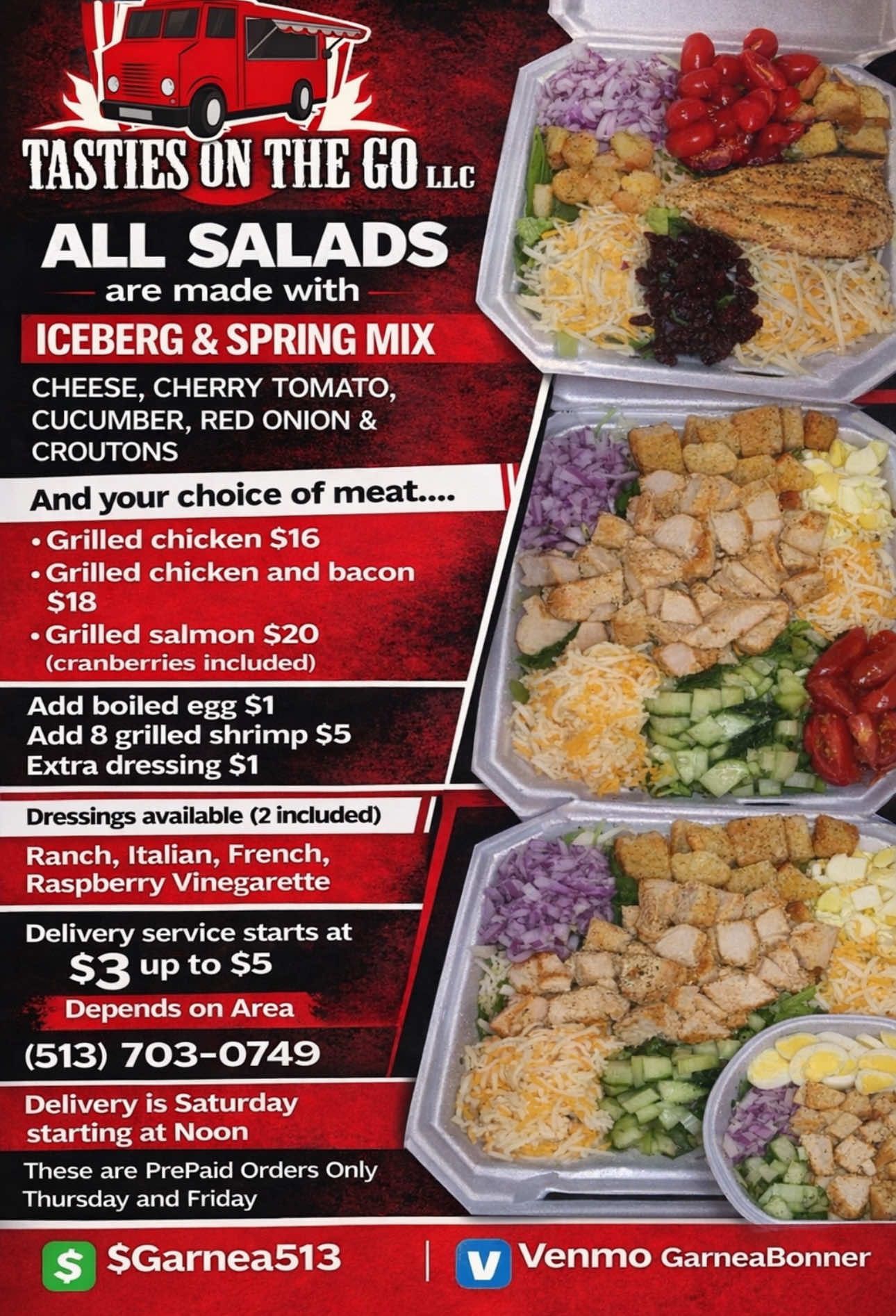 Tasties on The Go Menu