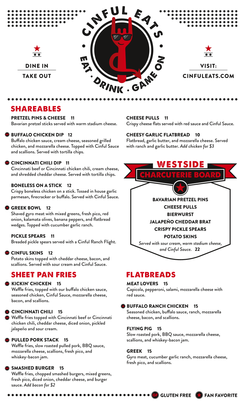 Cinful Eats-Stumps Lanes Menu