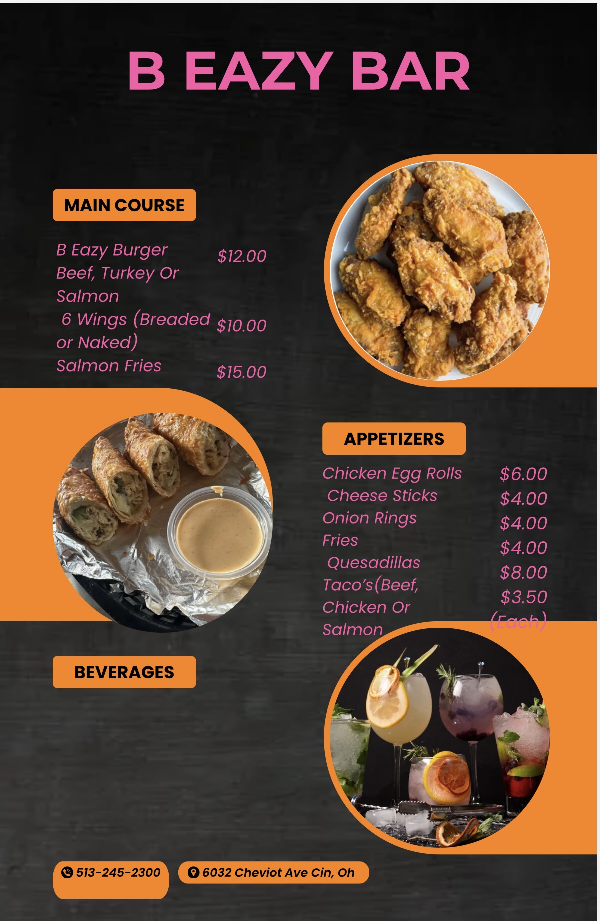 B Eazy Bar & Grill Menu