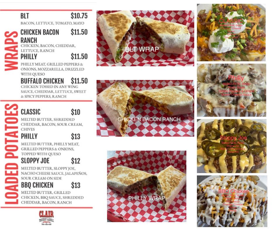 Clair Tavern & Grill Menu