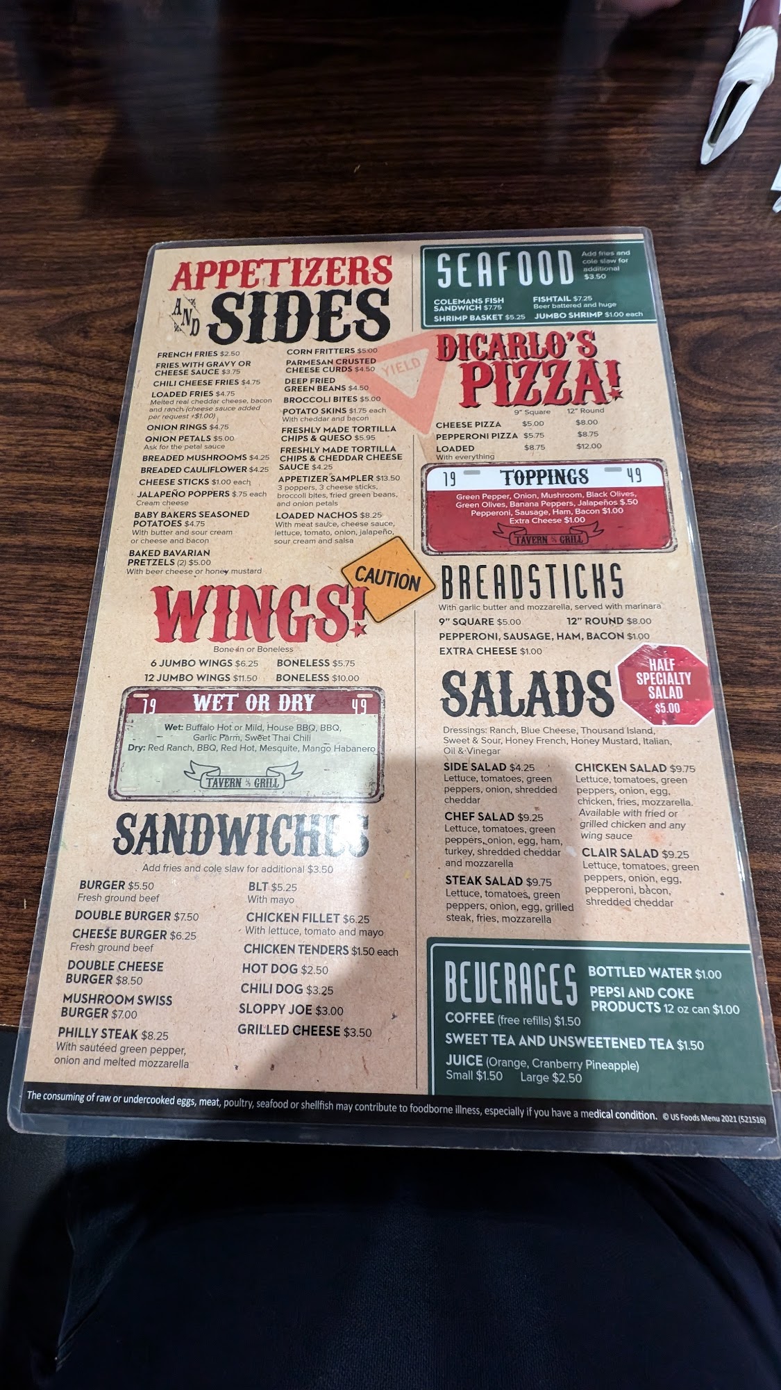 Clair Tavern & Grill Menu