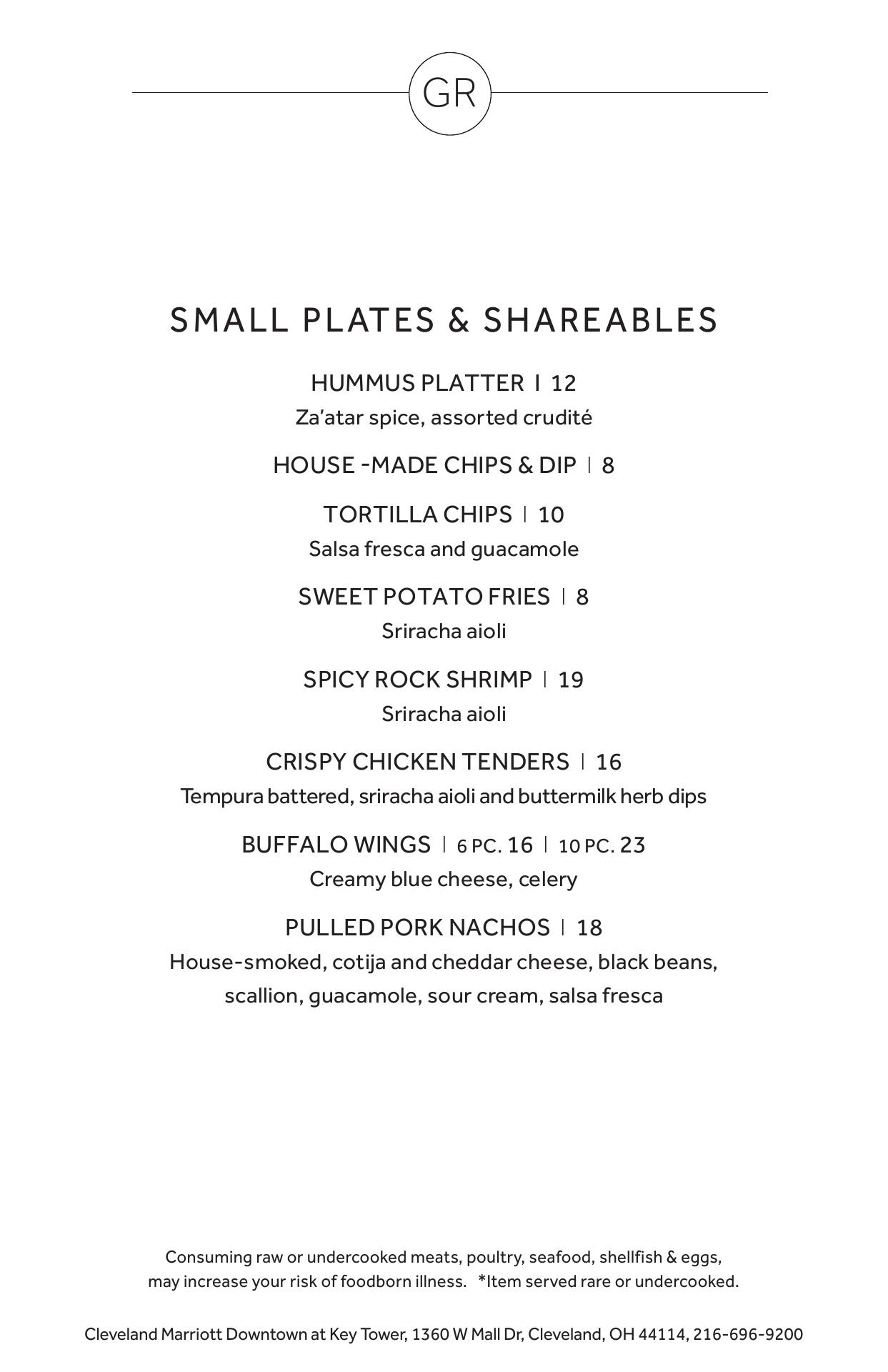 Savour Hospitality Menu