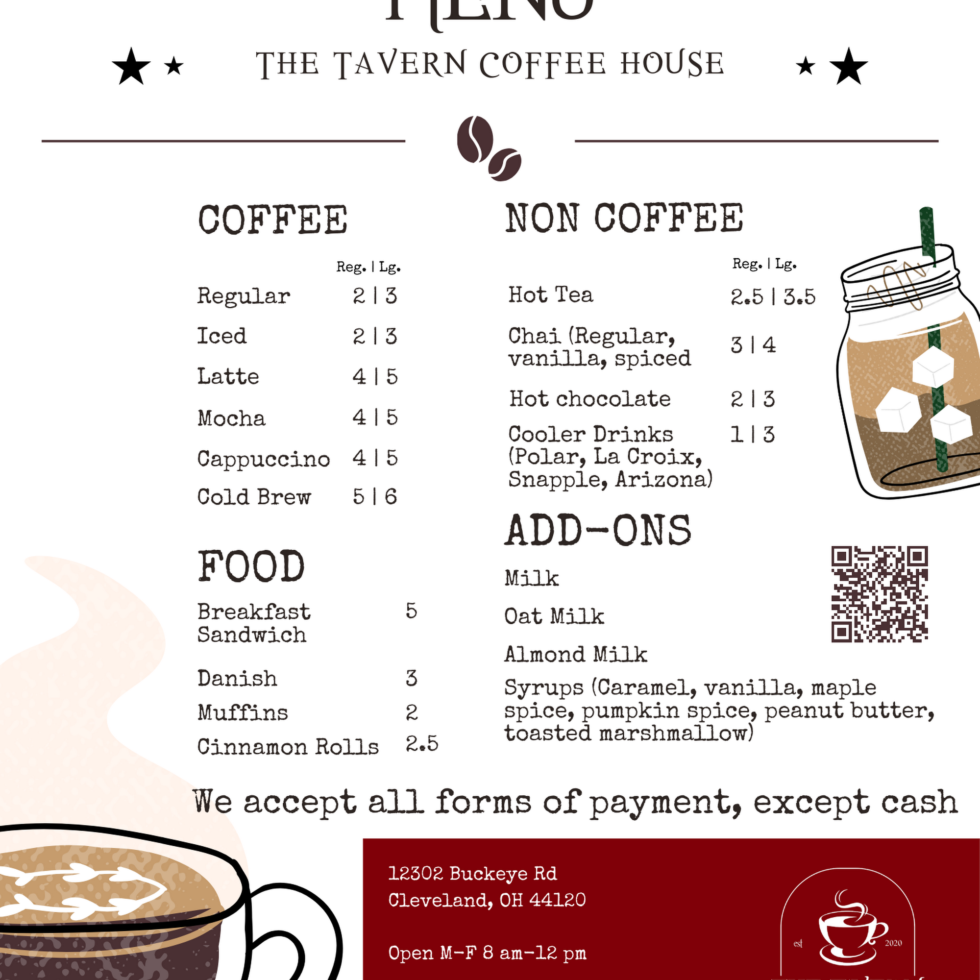 The Tavern Coffee House Menu