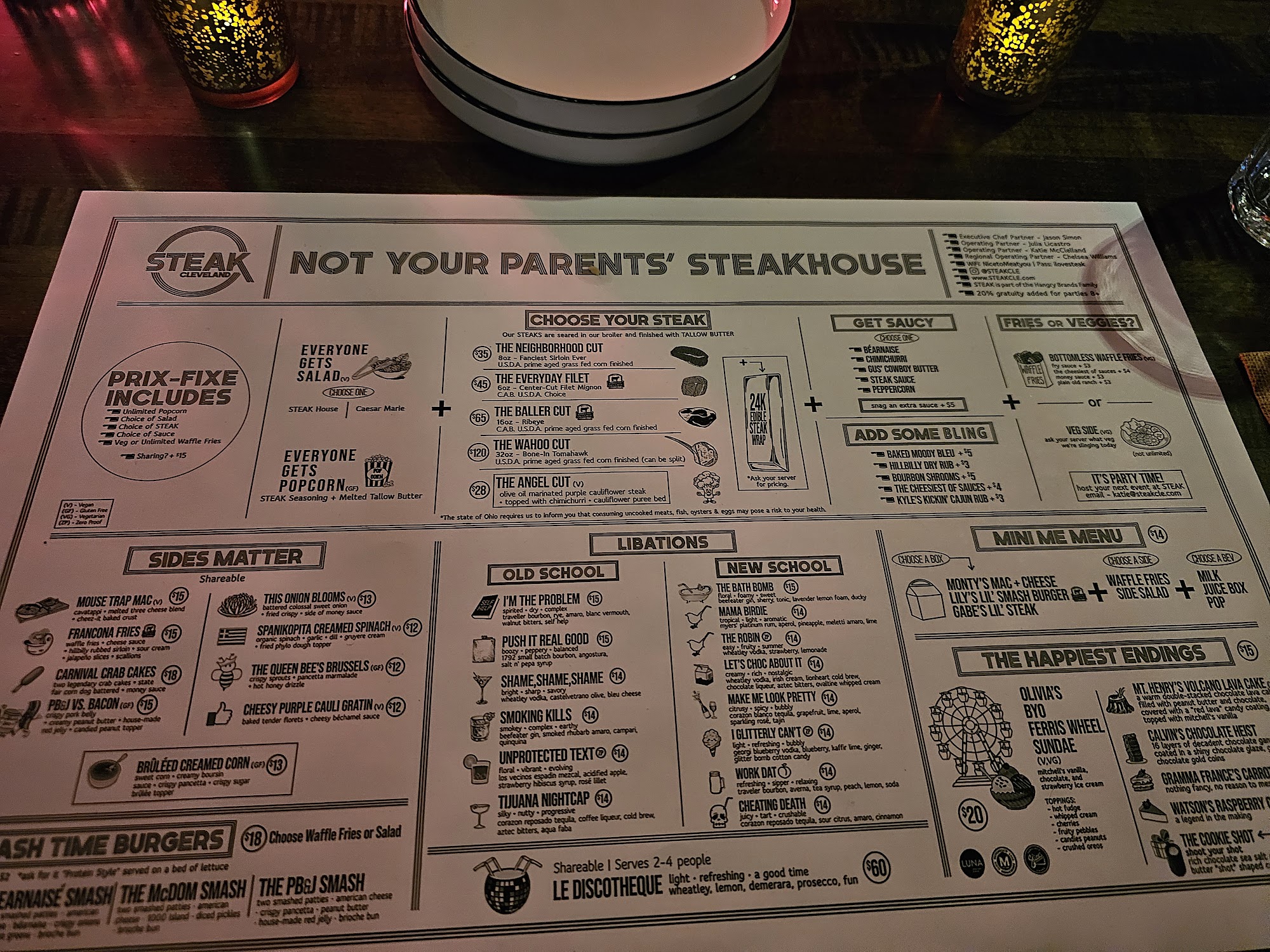 STEAK Cleveland Menu