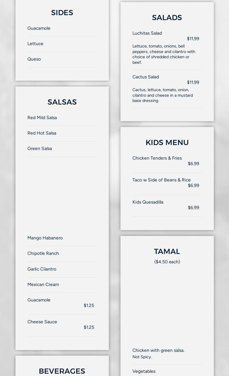 Coyoacan Taqueria & Brew Menu