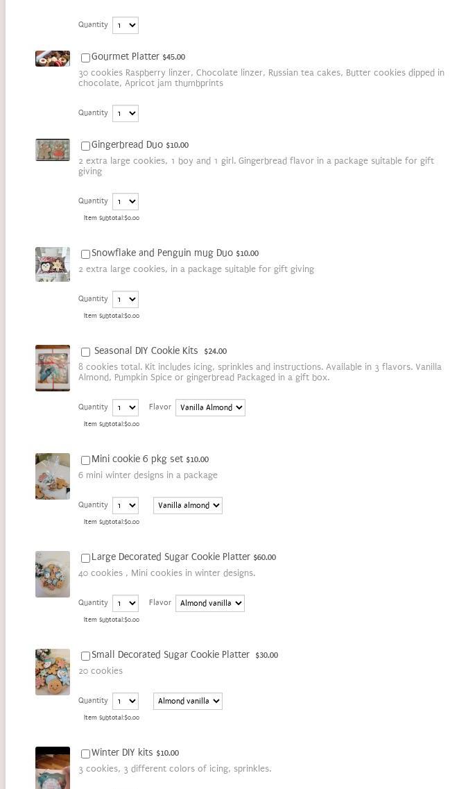 SovaryMary's Cookies Menu