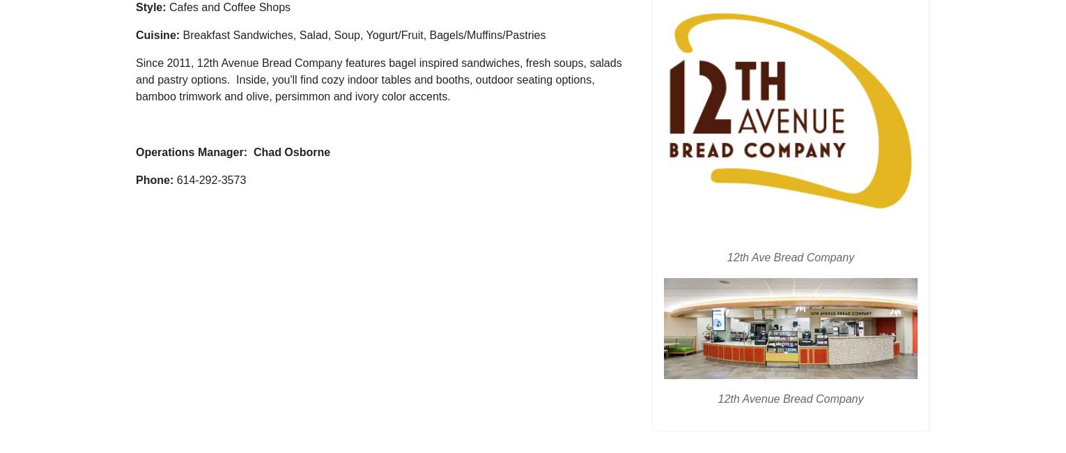 12th Avenue Bread Co Menu