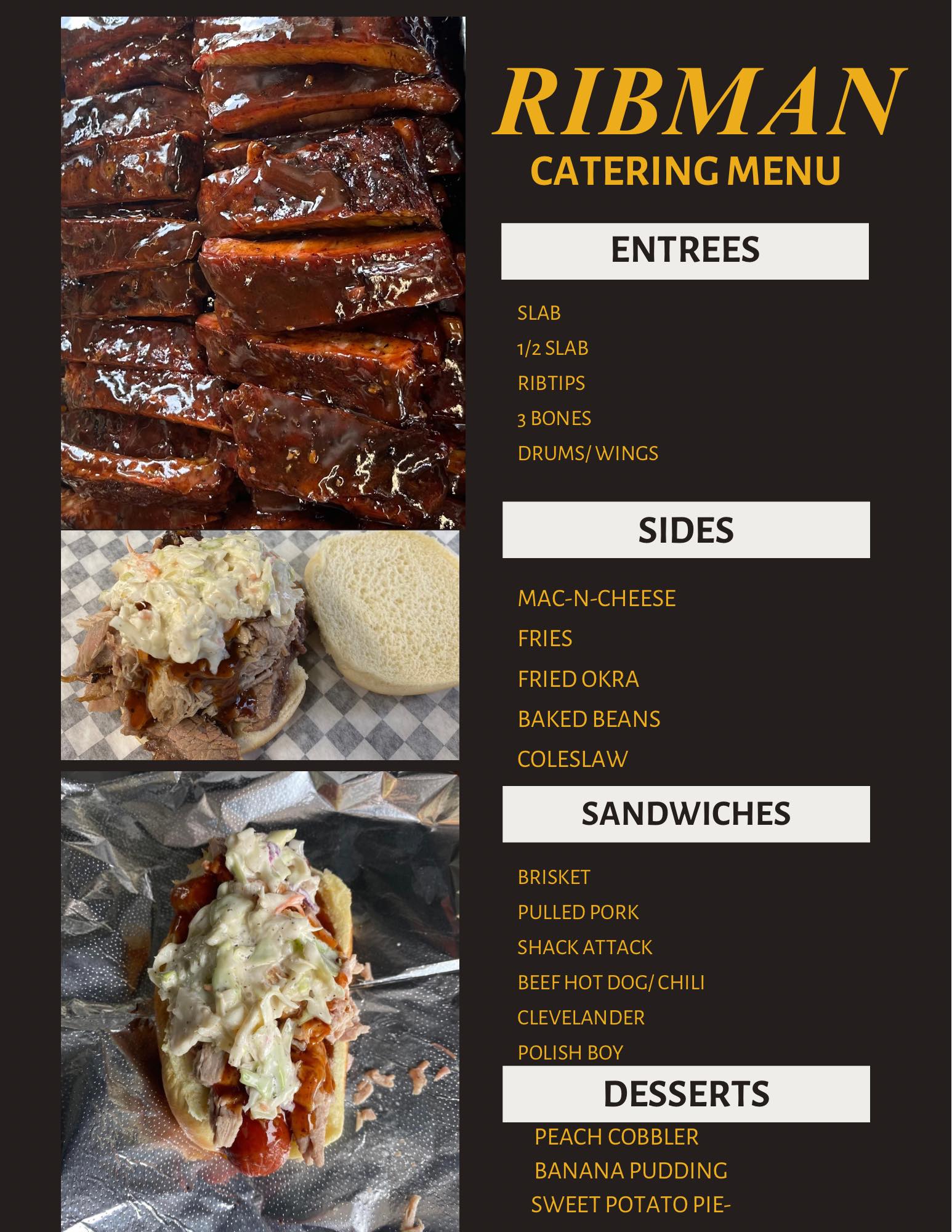 Ribman Catering LLC Menu