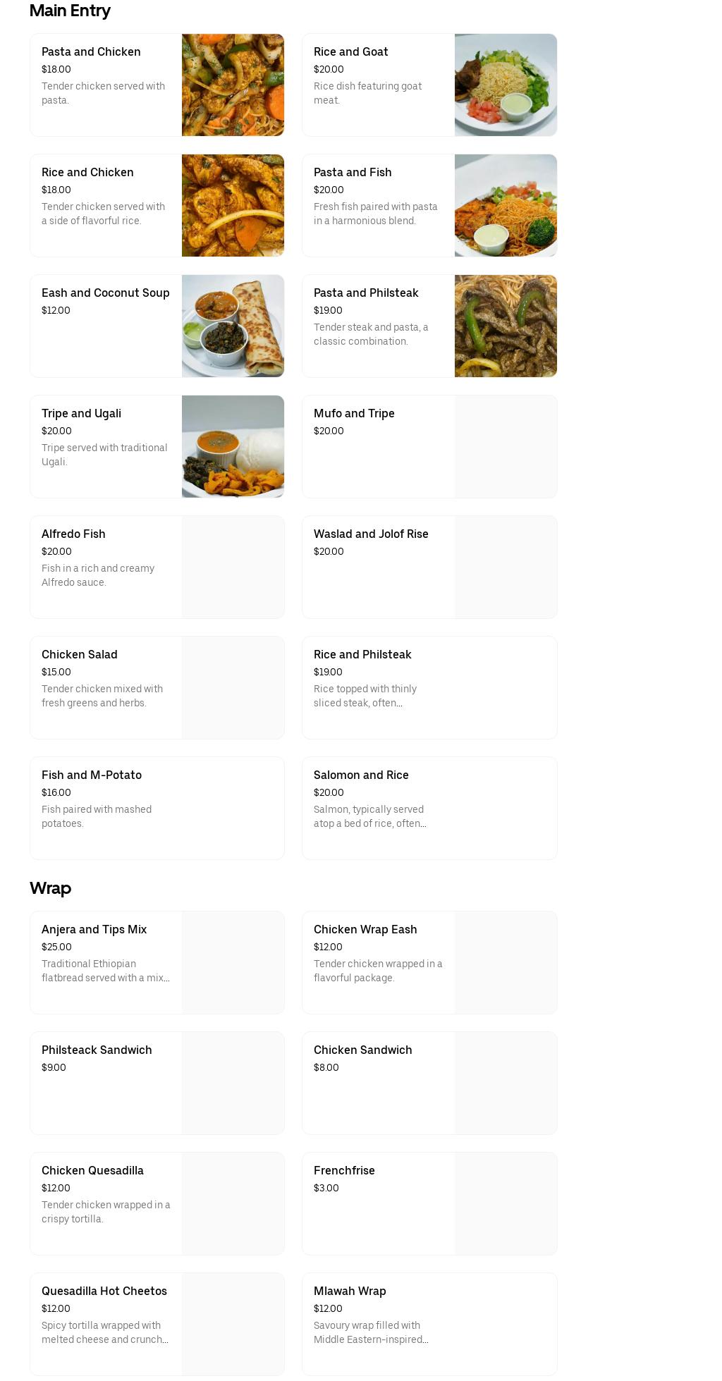 Nasrisom kitchen Menu