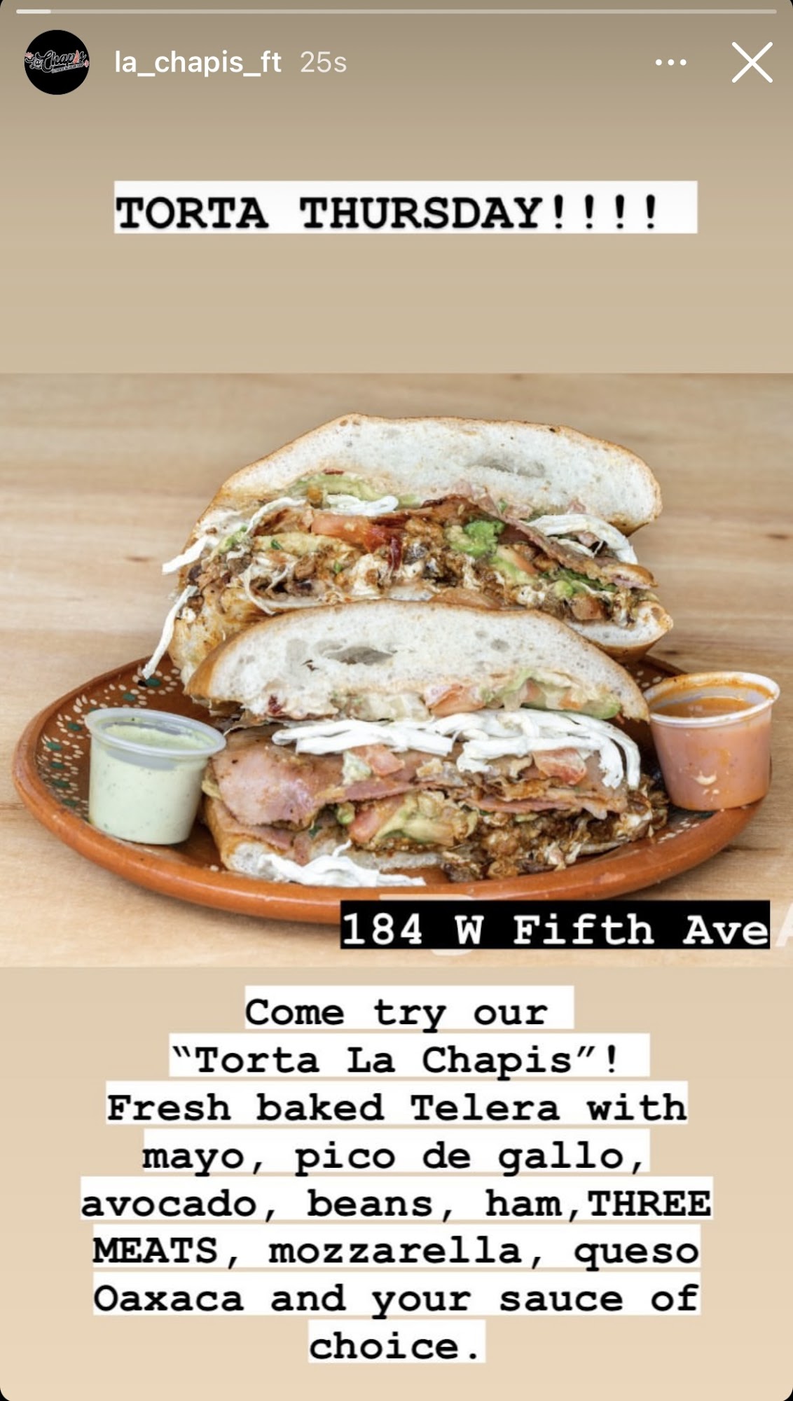 La Chapis Food Truck Menu