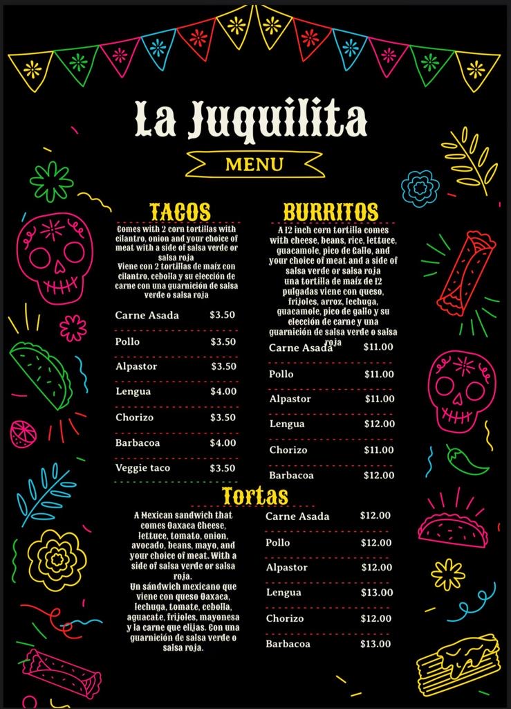 La juquilita Menu