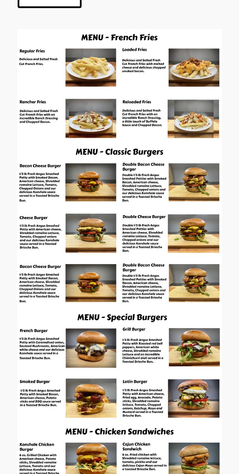 Konshale Burger Menu