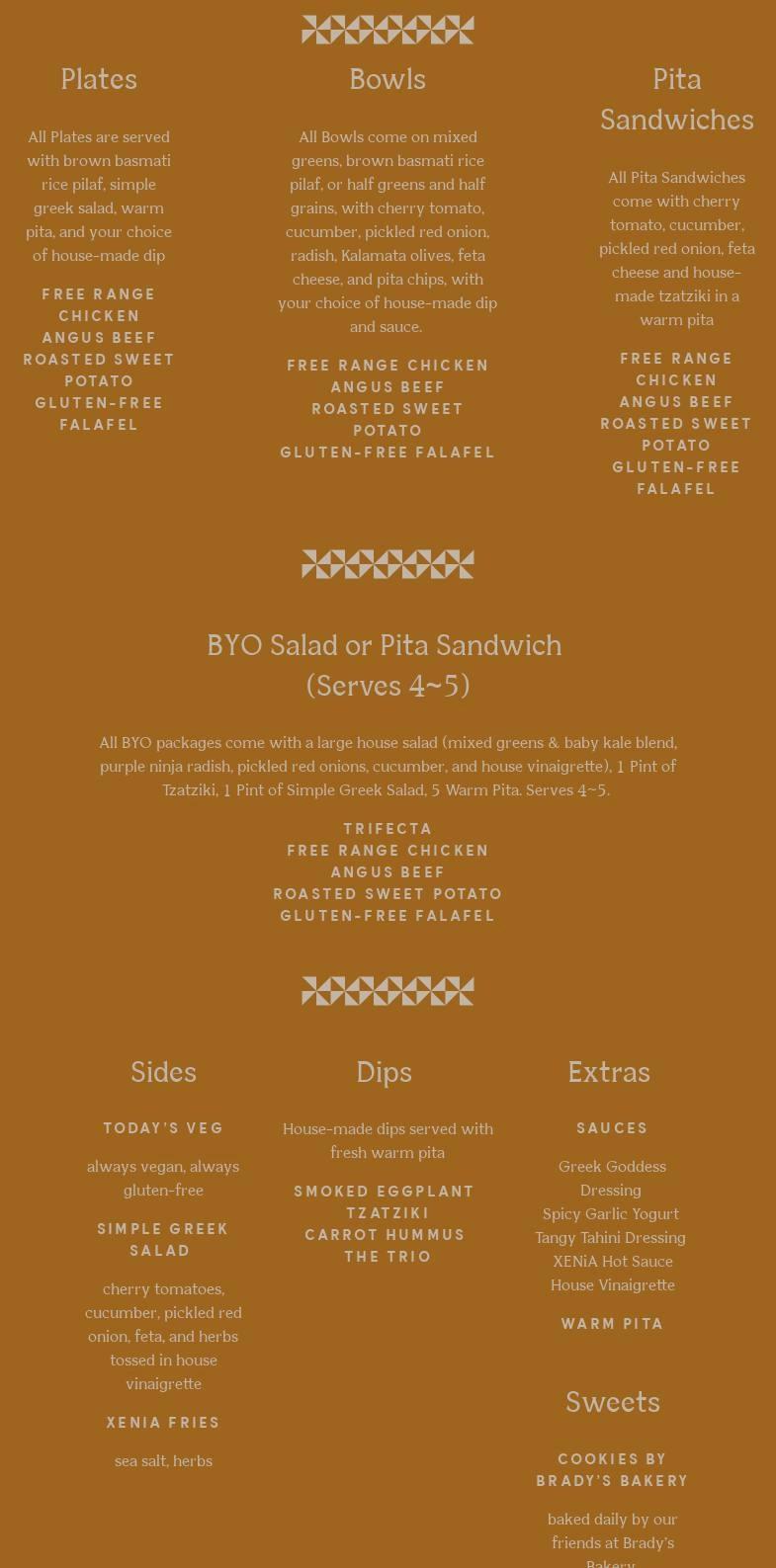 XENiA Mediterranean Kitchen - Columbus Menu