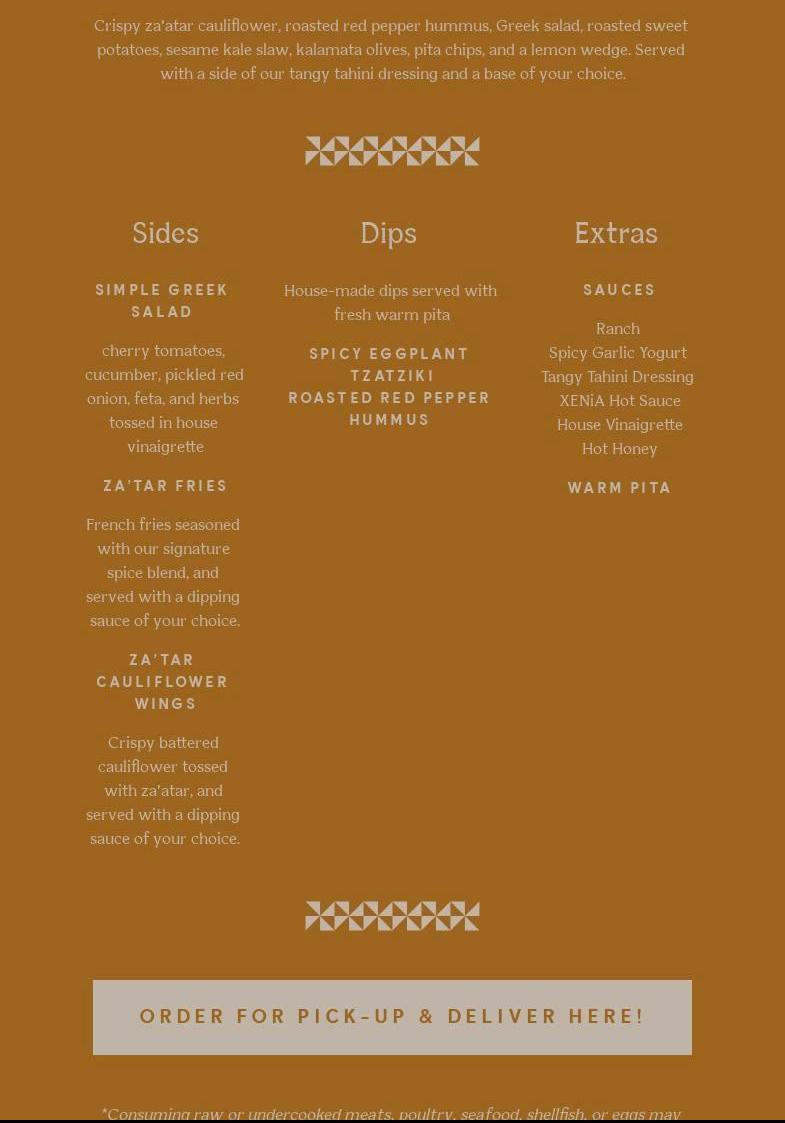 XENiA Mediterranean Kitchen - Columbus Menu