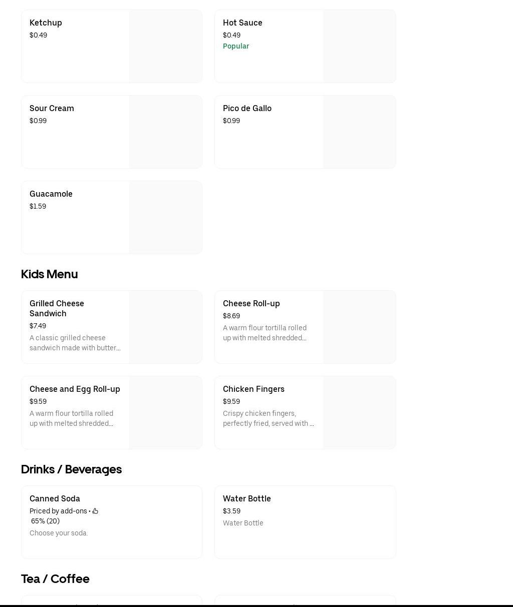 Taquería guacamole Menu