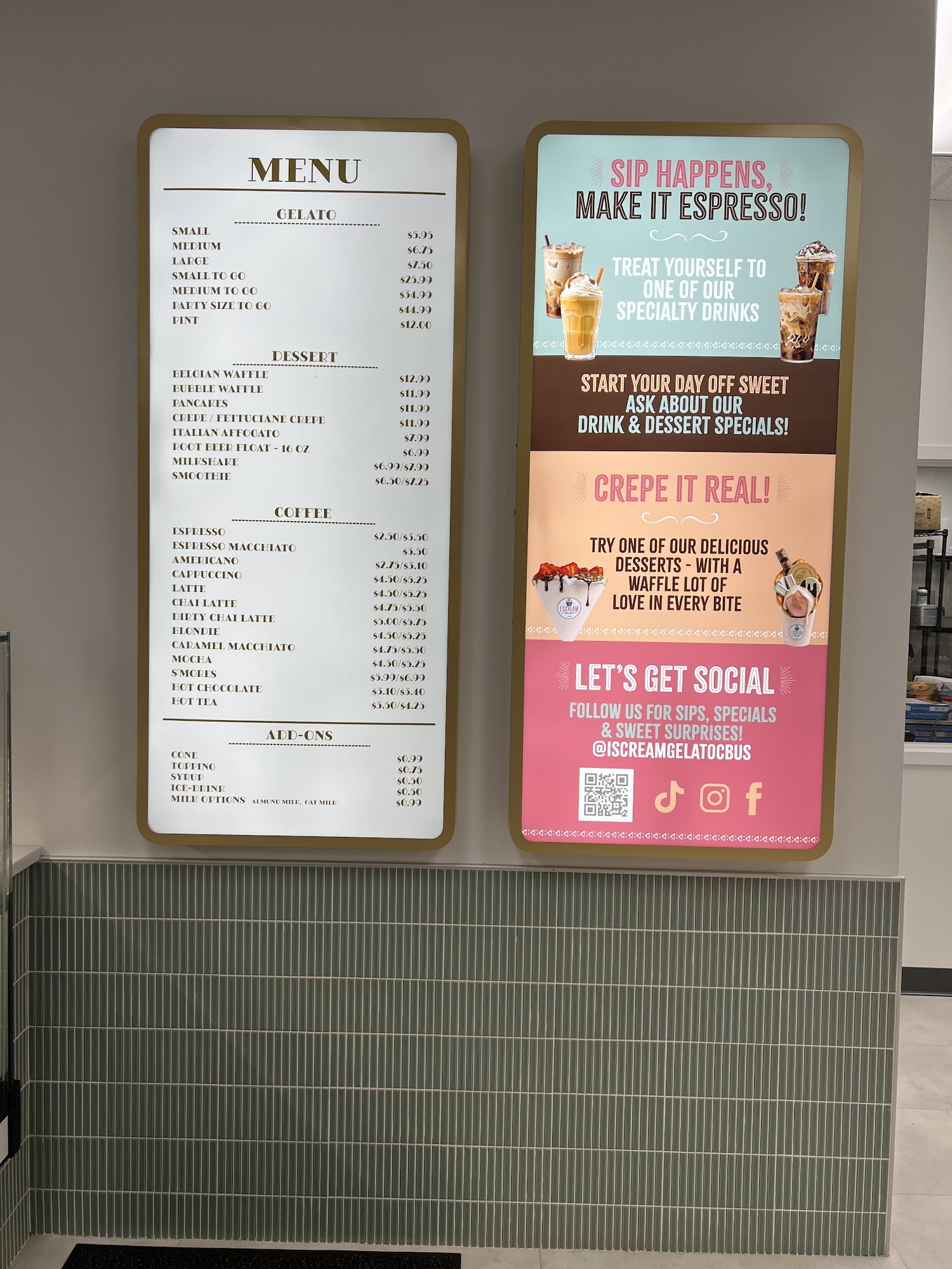 I Scream Gelato - Ohio State Campus Menu