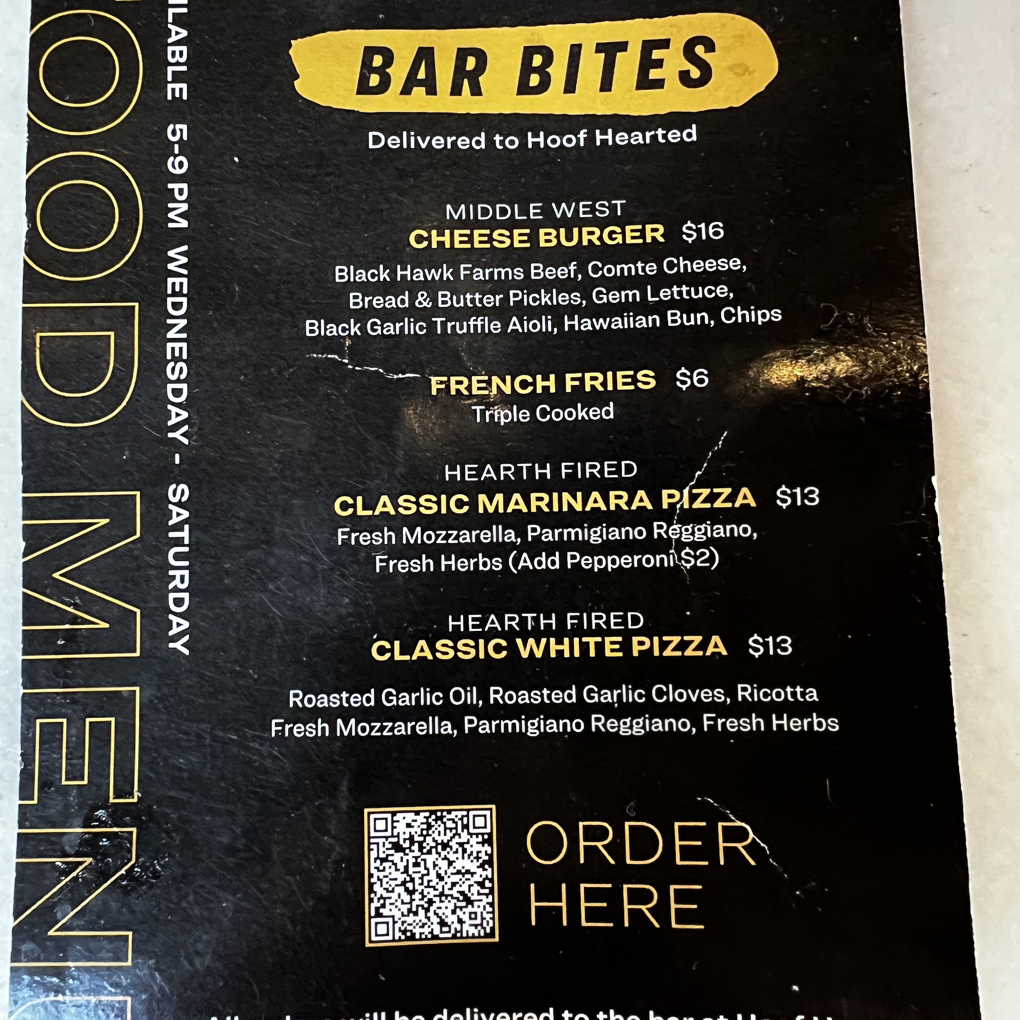 Hoof Hearted Brewing 5th Ave Menu