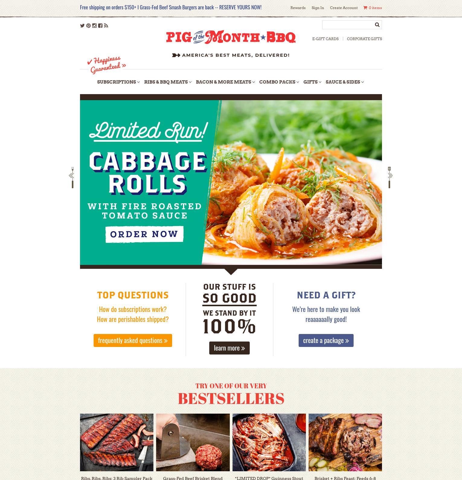 Pig of the Month BBQ Menu