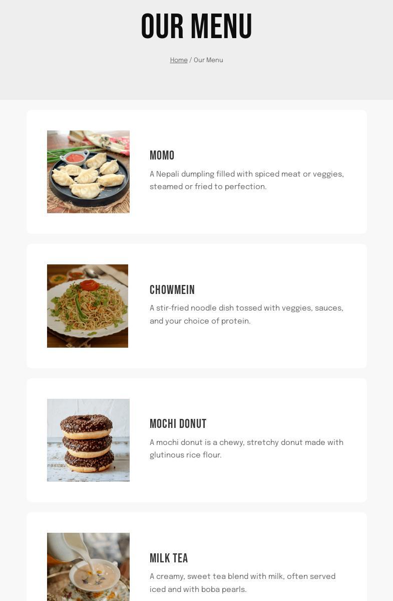 Let's Mochi Donuts Menu