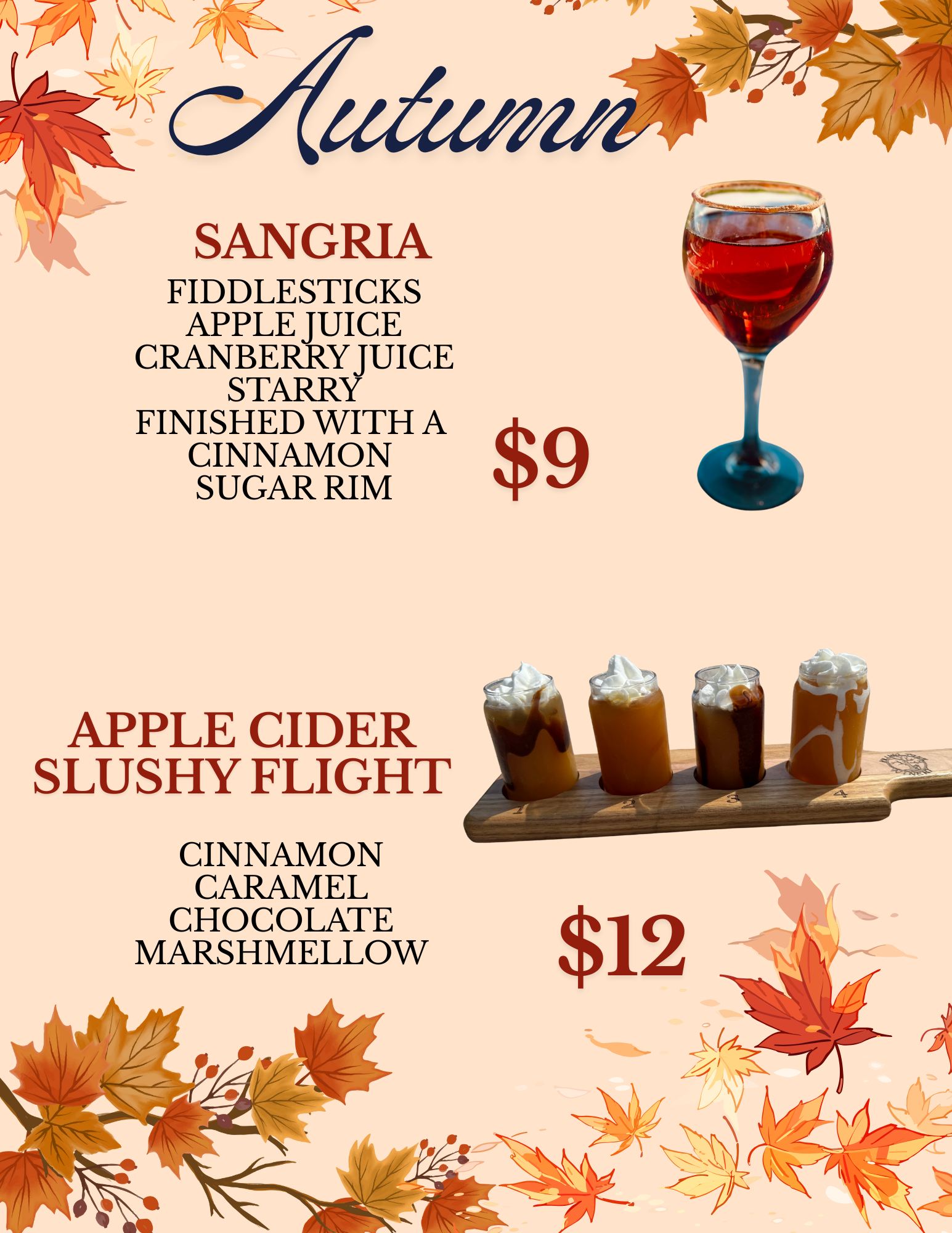 Killing Tree Winery Menu