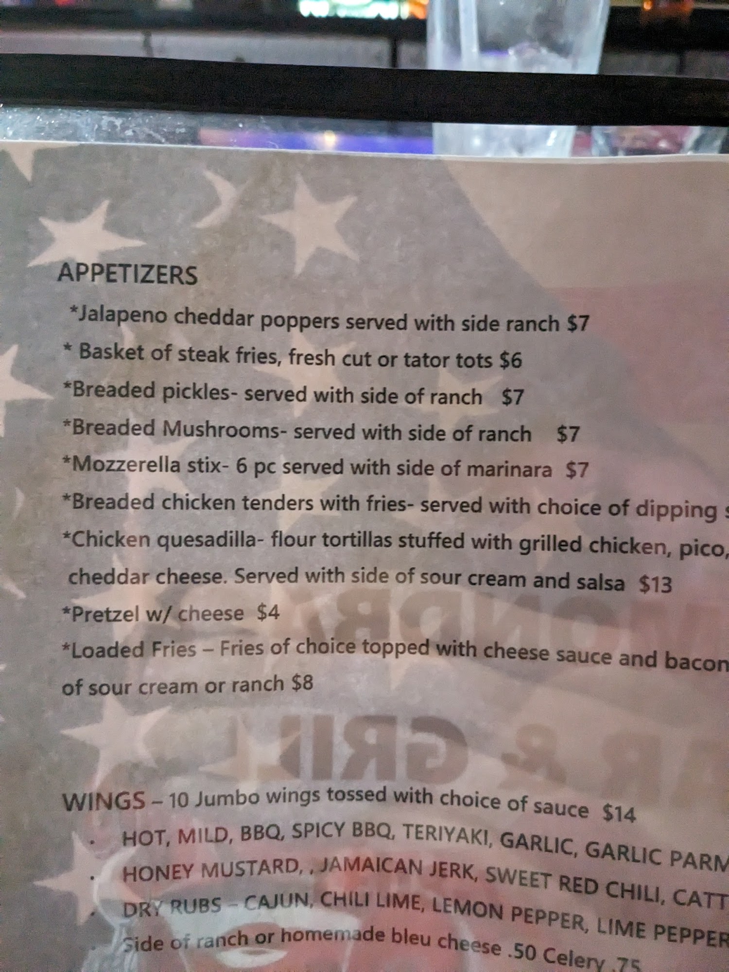 Diamondback Bar & Grill Menu