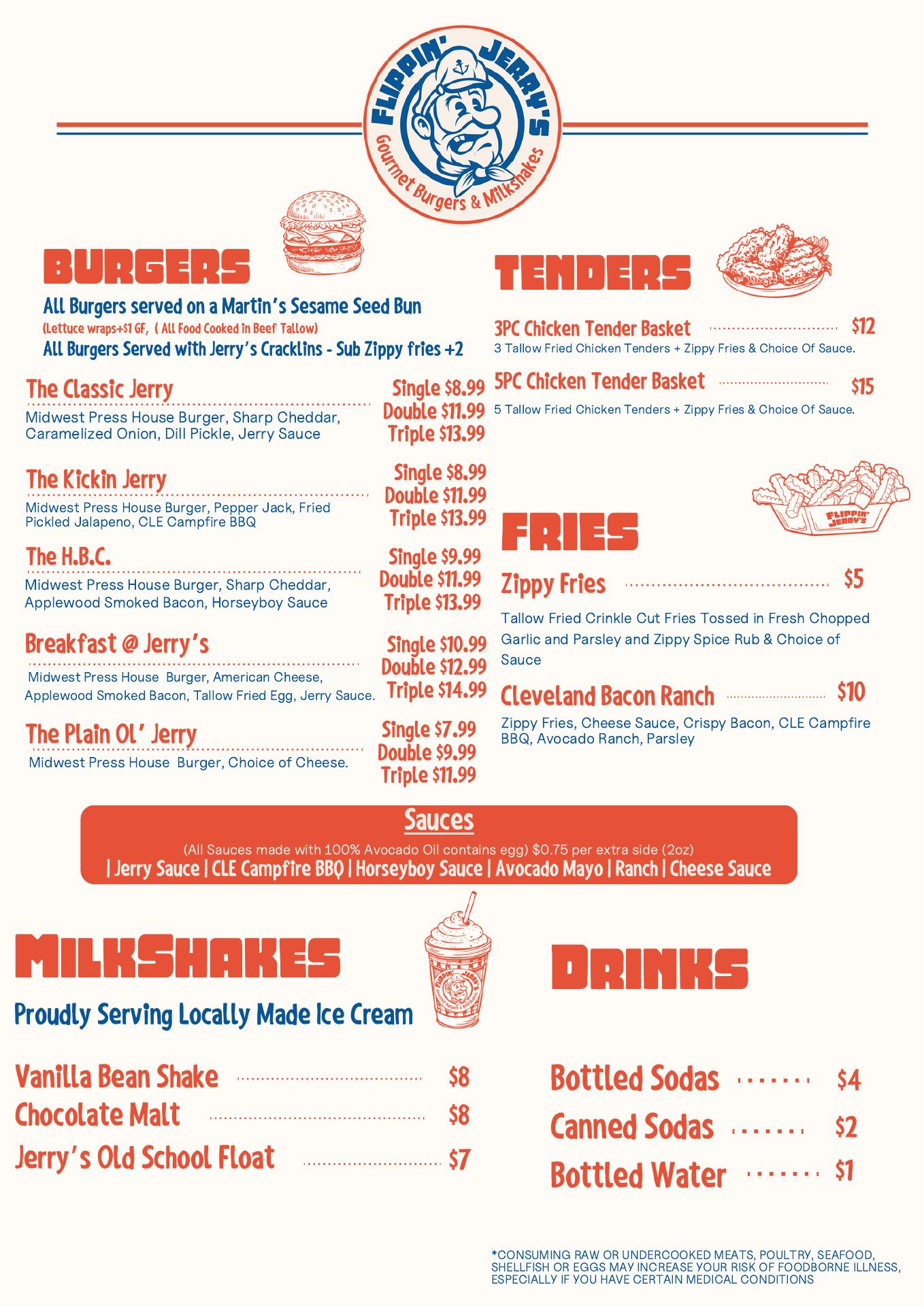 Flippin Jerry’s Menu