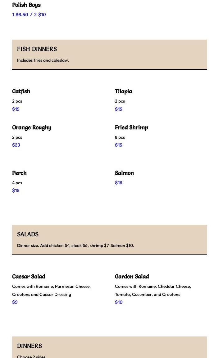 Crenshaw's Menu