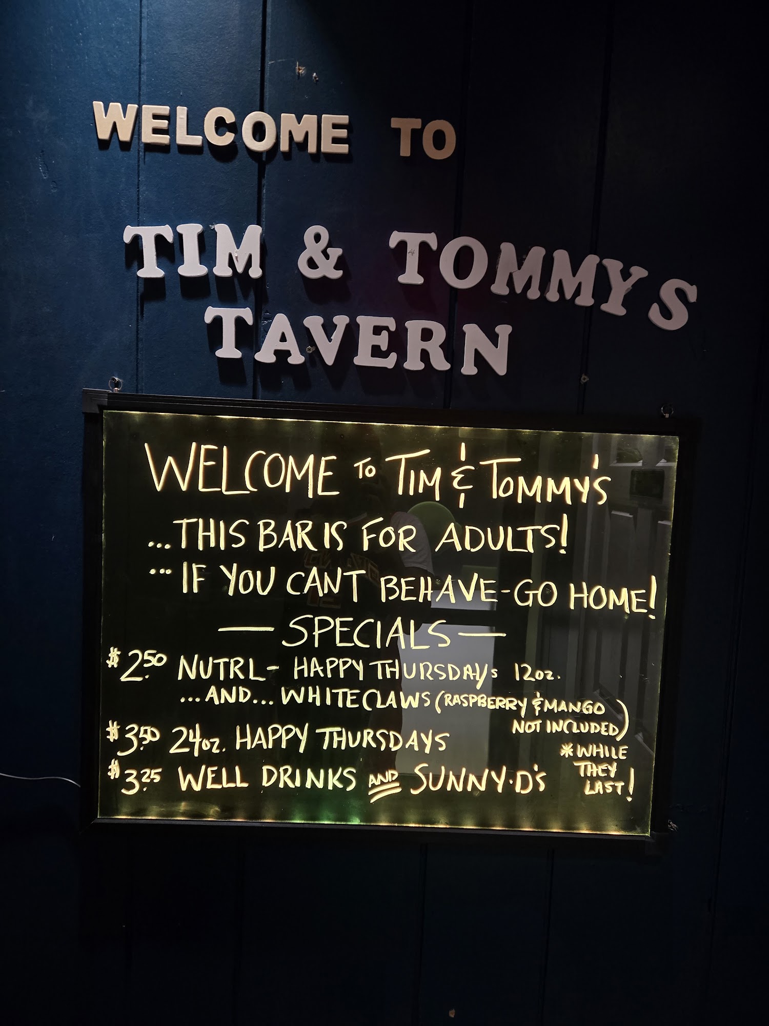 Tim & Tommy's Tavern Menu