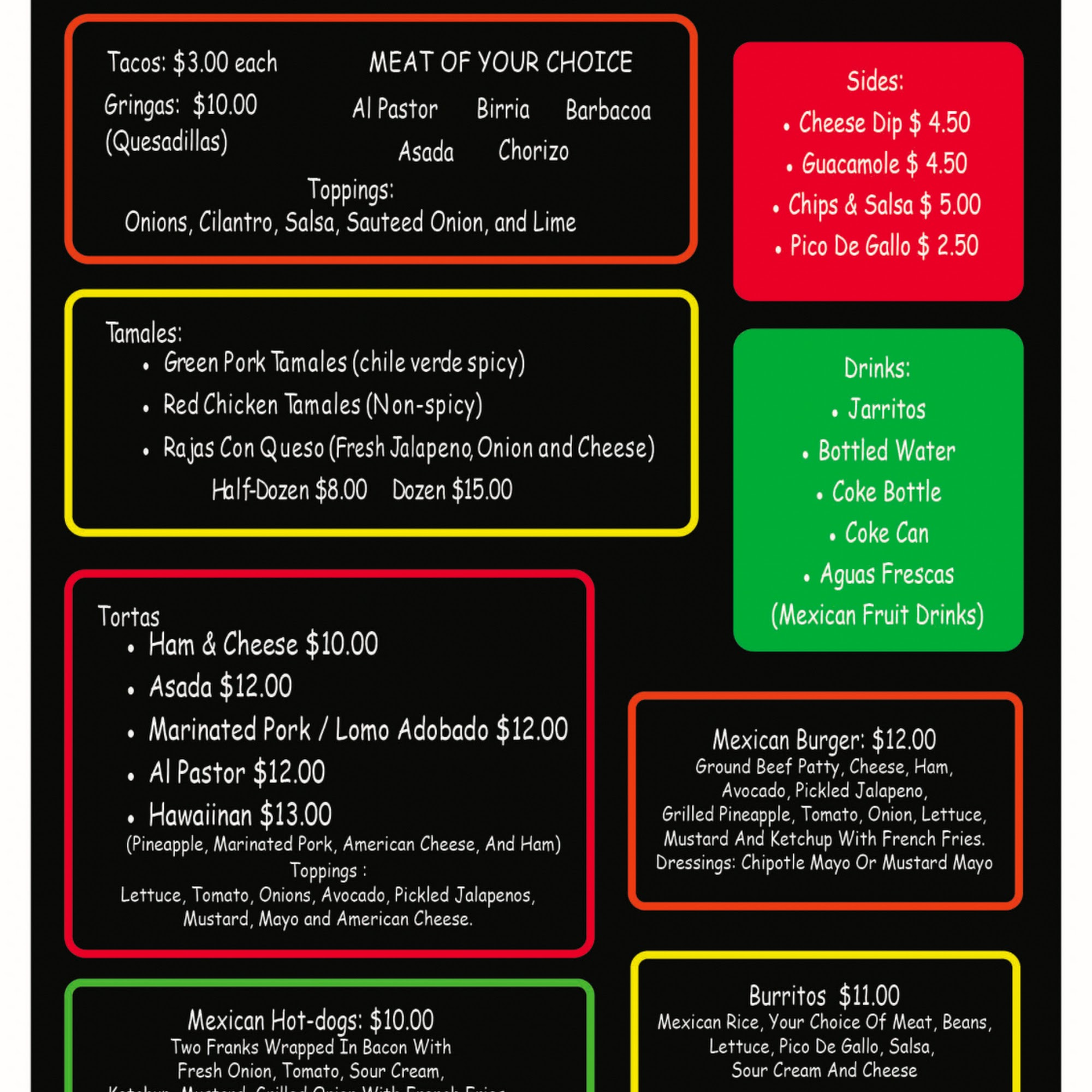 Rosalia's Mexican Kitchen Menu