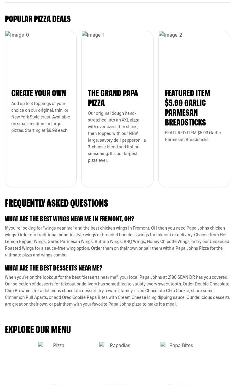 Papa Johns Pizza Menu
