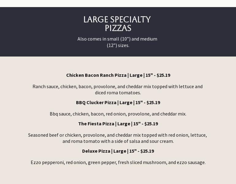 Casa Di Pizza Galloway Menu